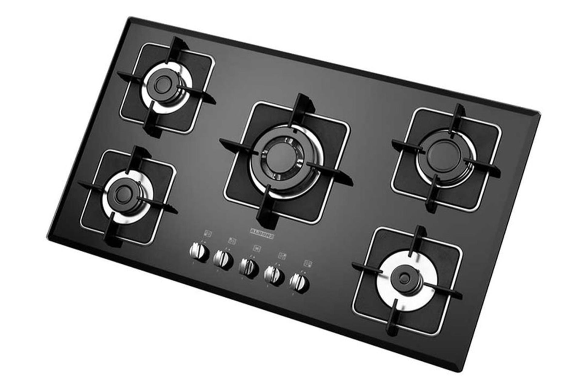 نمای سمت راست اجاق گاز صفحه‌ای استیل البرز G-5960 رنگ مشکی