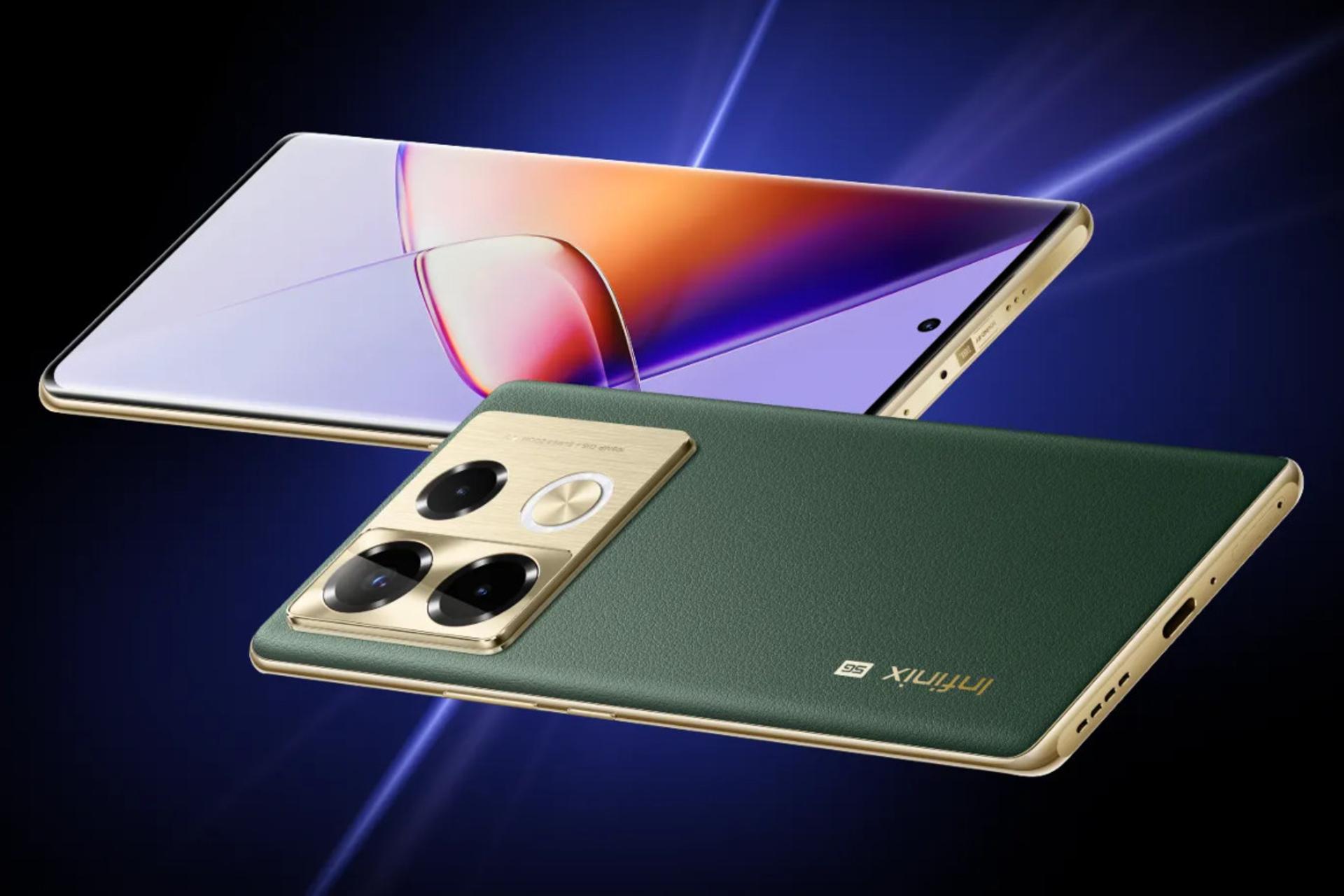 نمای کناری گوشی موبایل نوت 40 پرو پلاس اینفینیکس سبز تیره / Infinix Note 40 Pro Plus