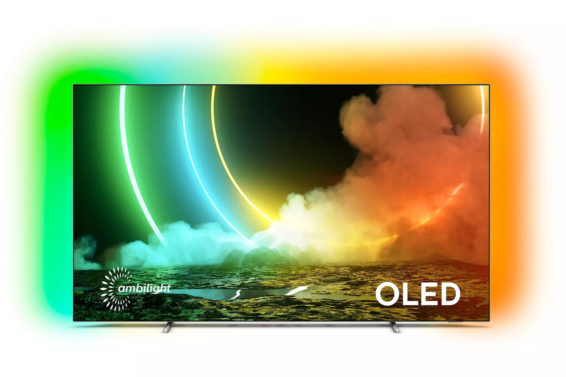 تلویزیون فیلیپس Philips OLED706 نمای جلو نورپردازی Ambilight