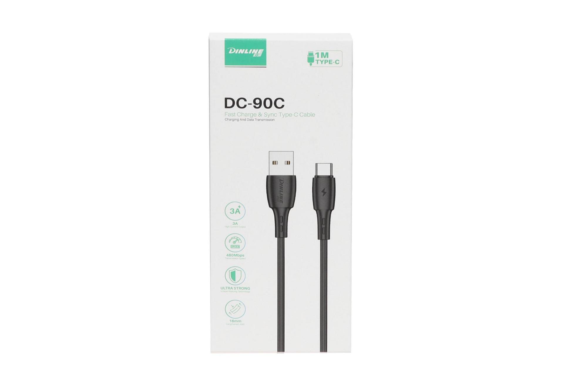 جعبه کابل شارژ USB دینلاین Type-A به Type-C مدل DC-90C با طول 1 متر