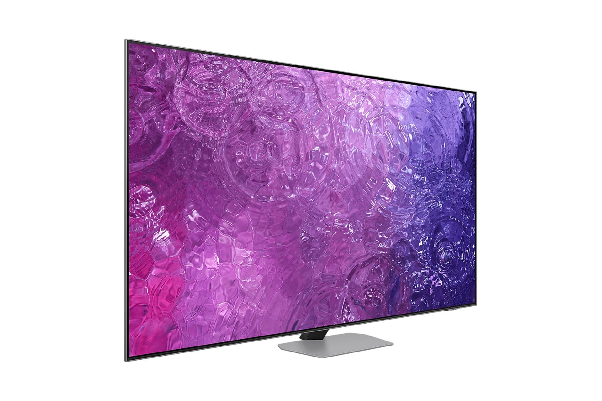 تلویزیون سامسونگ Samsung QN90C نمای جلو و چپ