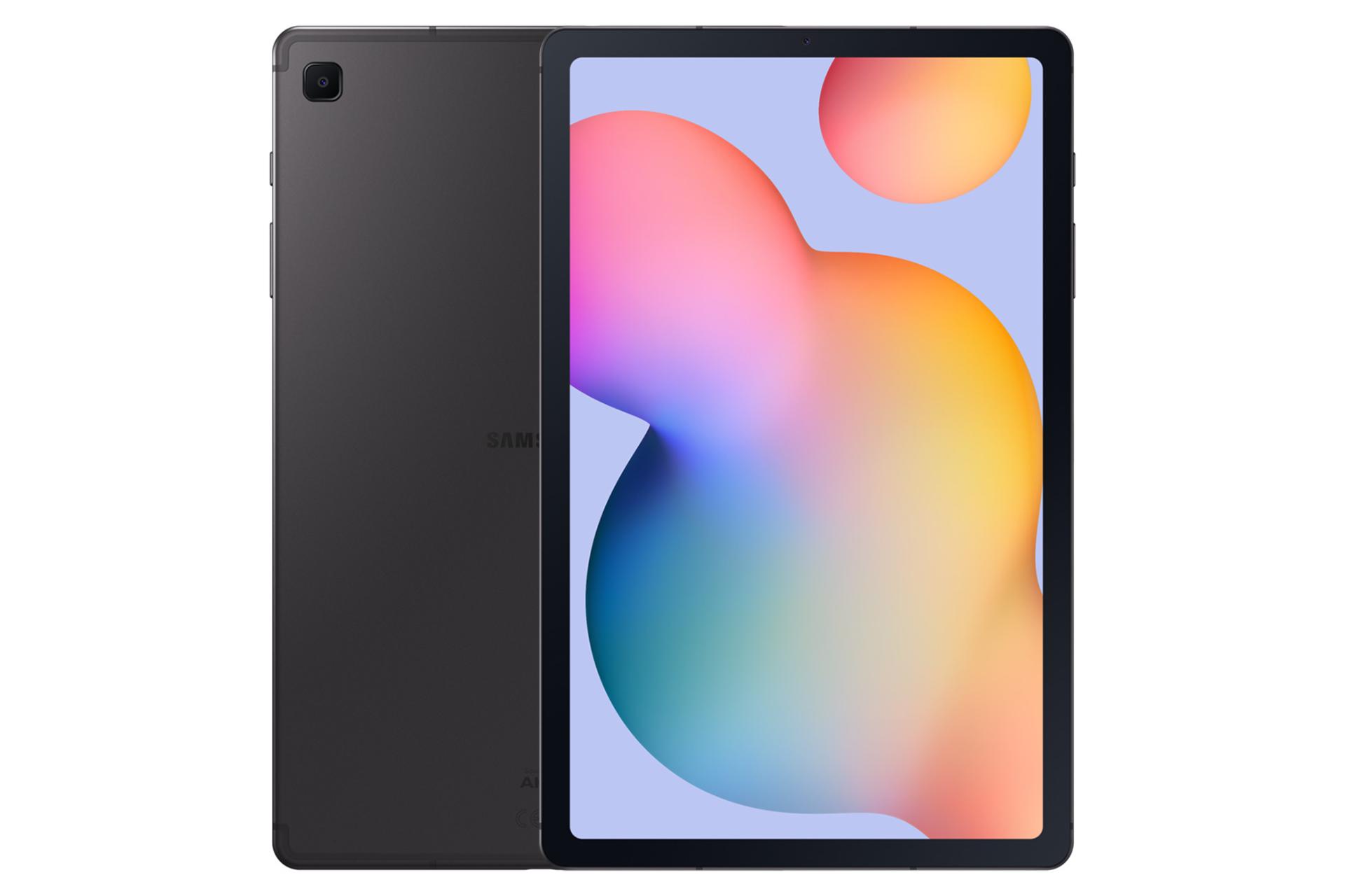مرجع متخصصين ايران نماي كلي تبلت گلكسي تب اس 6 لايت سامسونگ نسخه 2024 / Samsung Galaxy Tab S6 Lite 2024 با نمايشگر روشن و نمايش لوگو و پنل پشت رنگ خاكستري