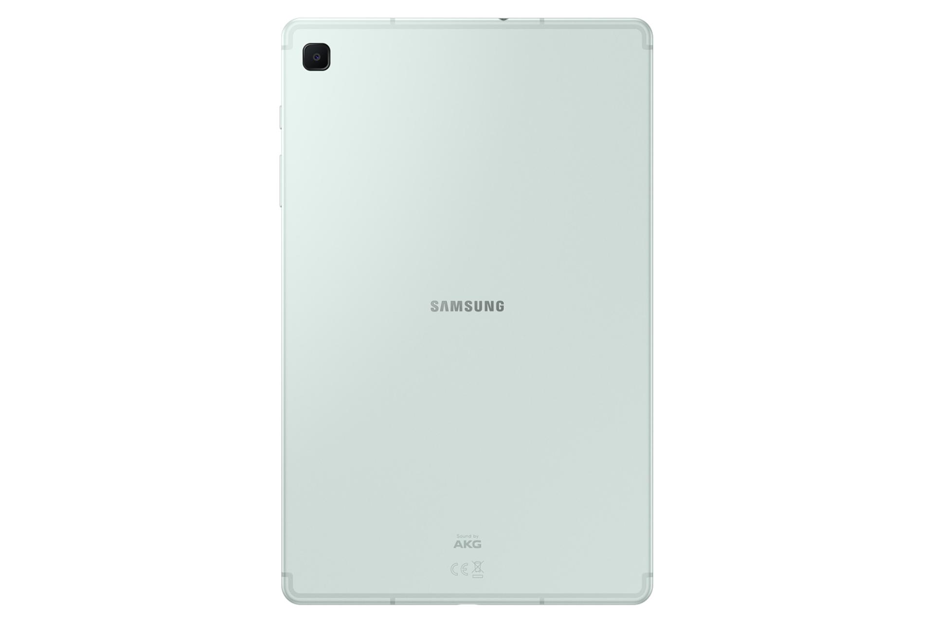 نمای پنل پشت تبلت گلکسی تب اس 6 لایت سامسونگ نسخه 2024 / Samsung Galaxy Tab S6 Lite 2024 با نمایش لوگو و دوربین پنل پشت رنگ سبز نعنایی