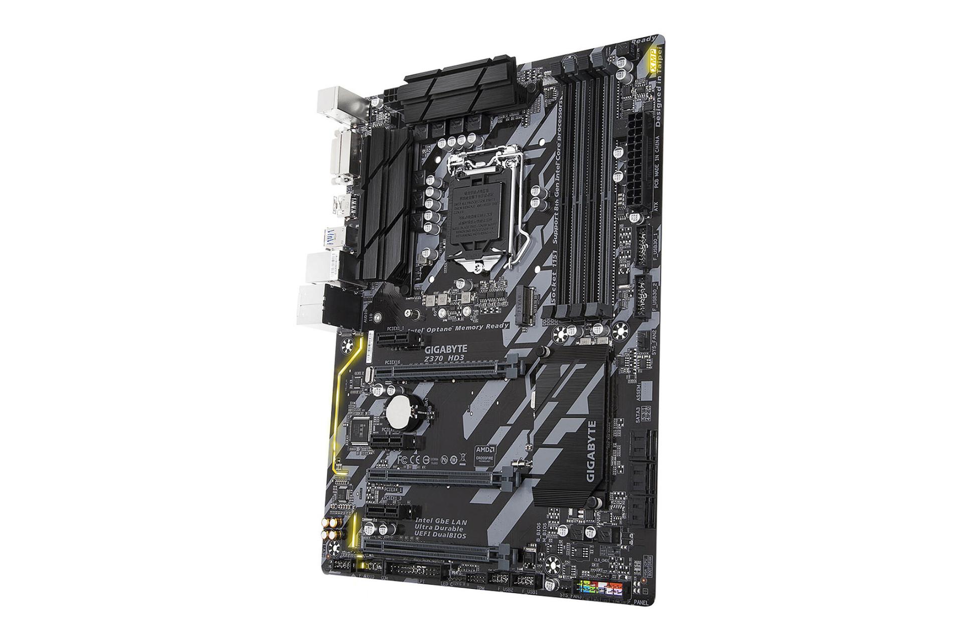 نمای کناری مادربرد گیگابایت GIGABYTE Z370 HD3 (rev. 1.0)
