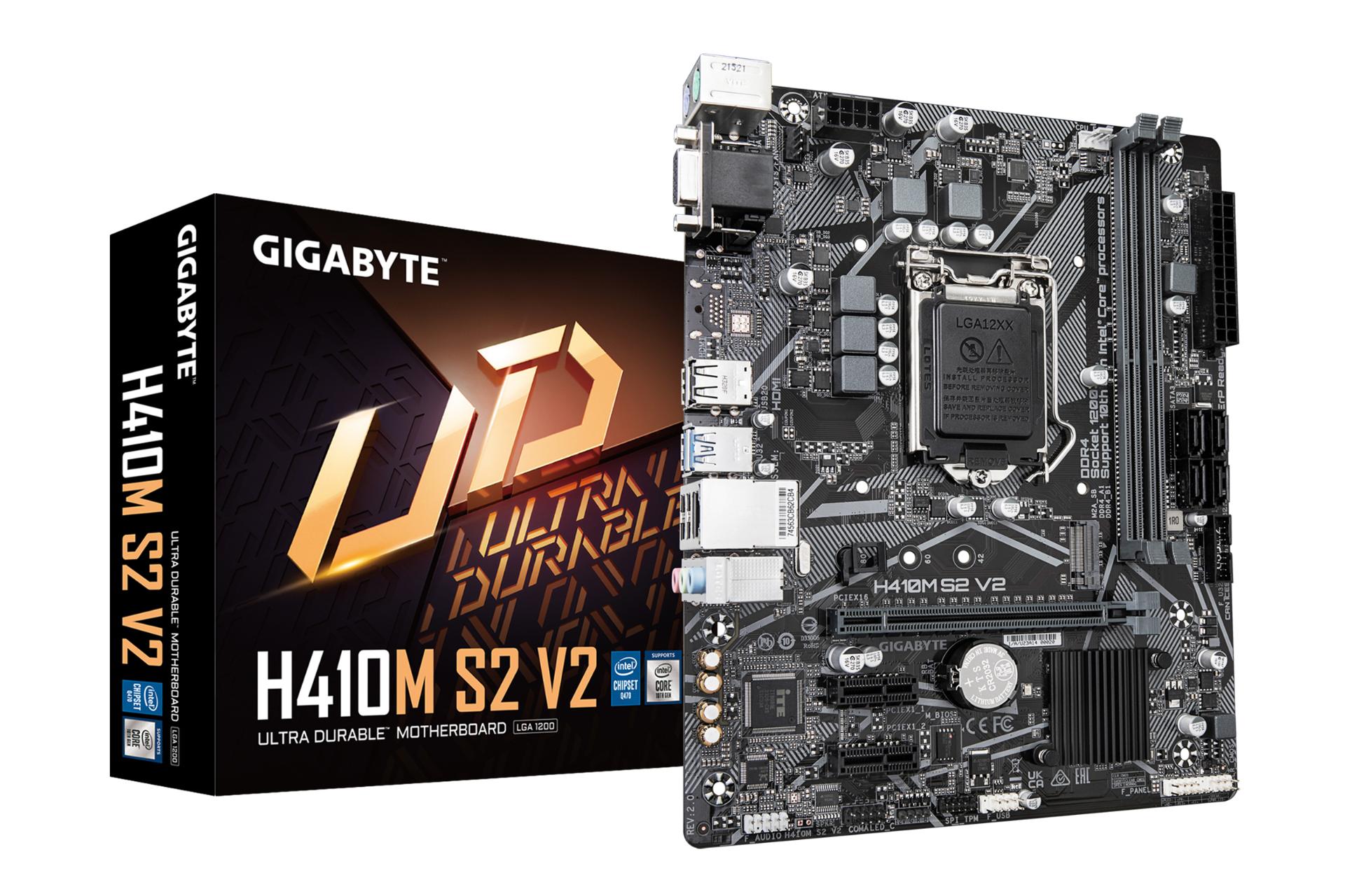 مادربرد گیگابایت GIGABYTE H410M S2 V2 (rev. 2.0) به همراه جعبه