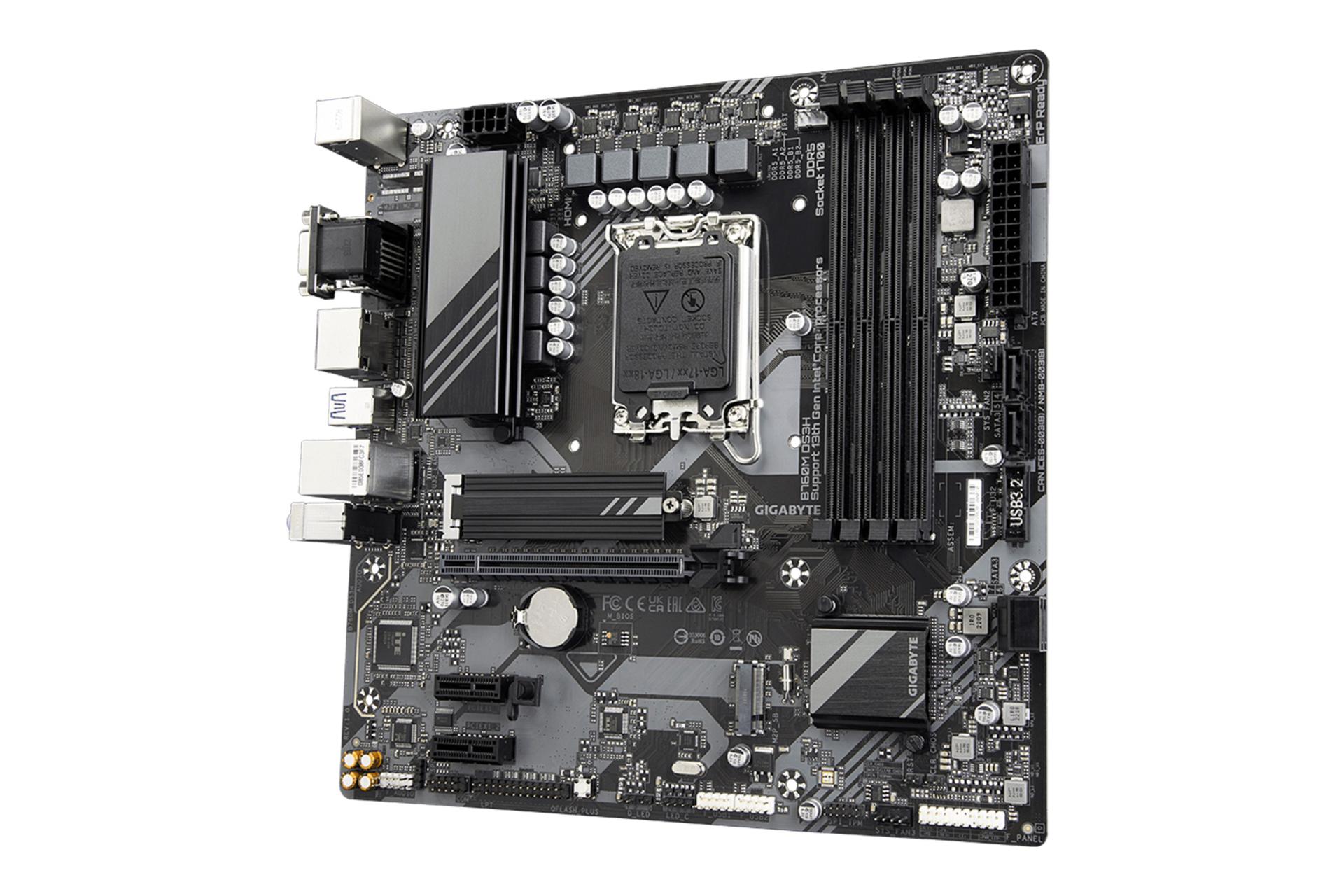 نمای کناری مادربرد گیگابایت GIGABYTE B760M DS3H (rev. 1.0)