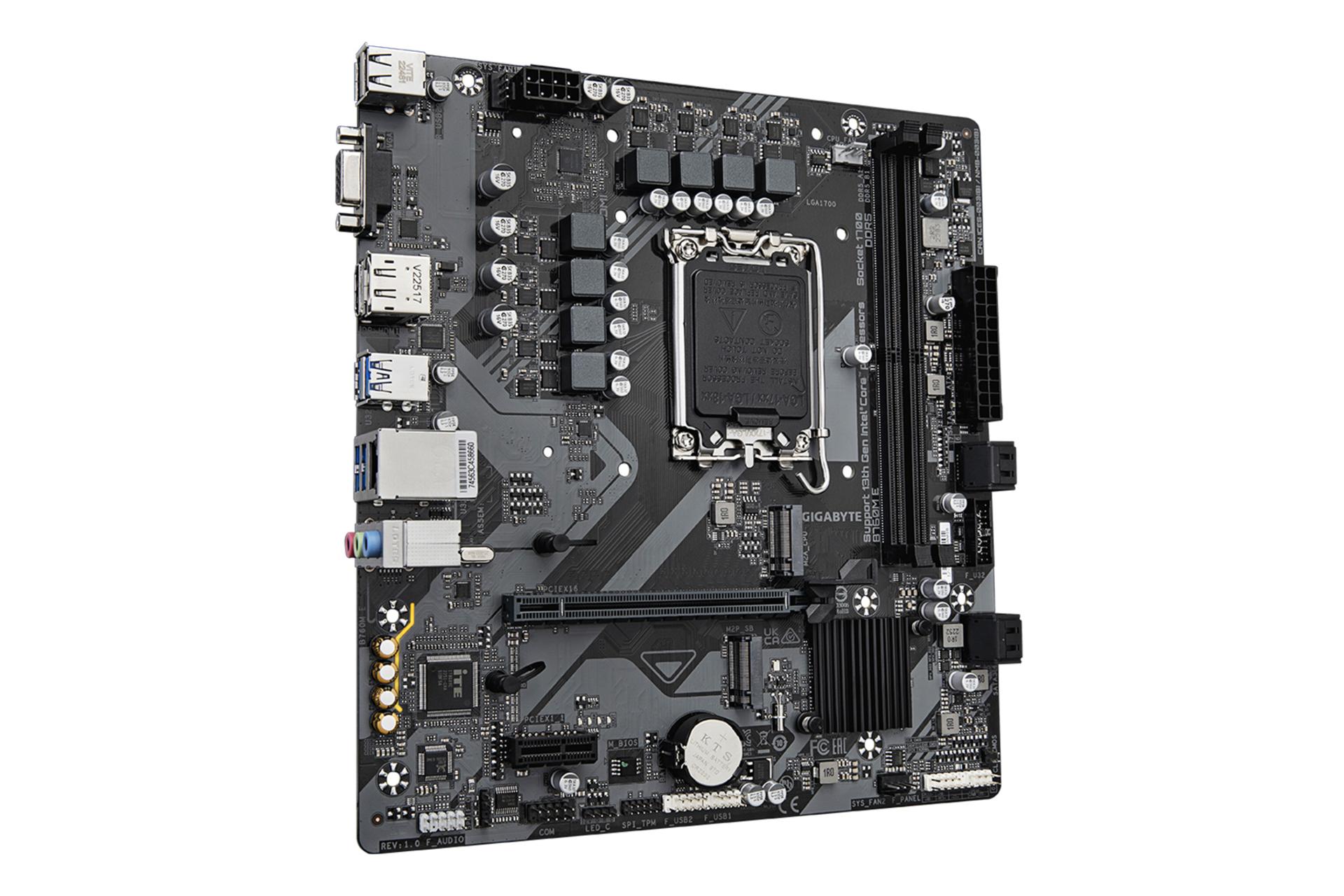 نمای کناری مادربرد گیگابایت GIGABYTE B760M E (rev. 1.0)