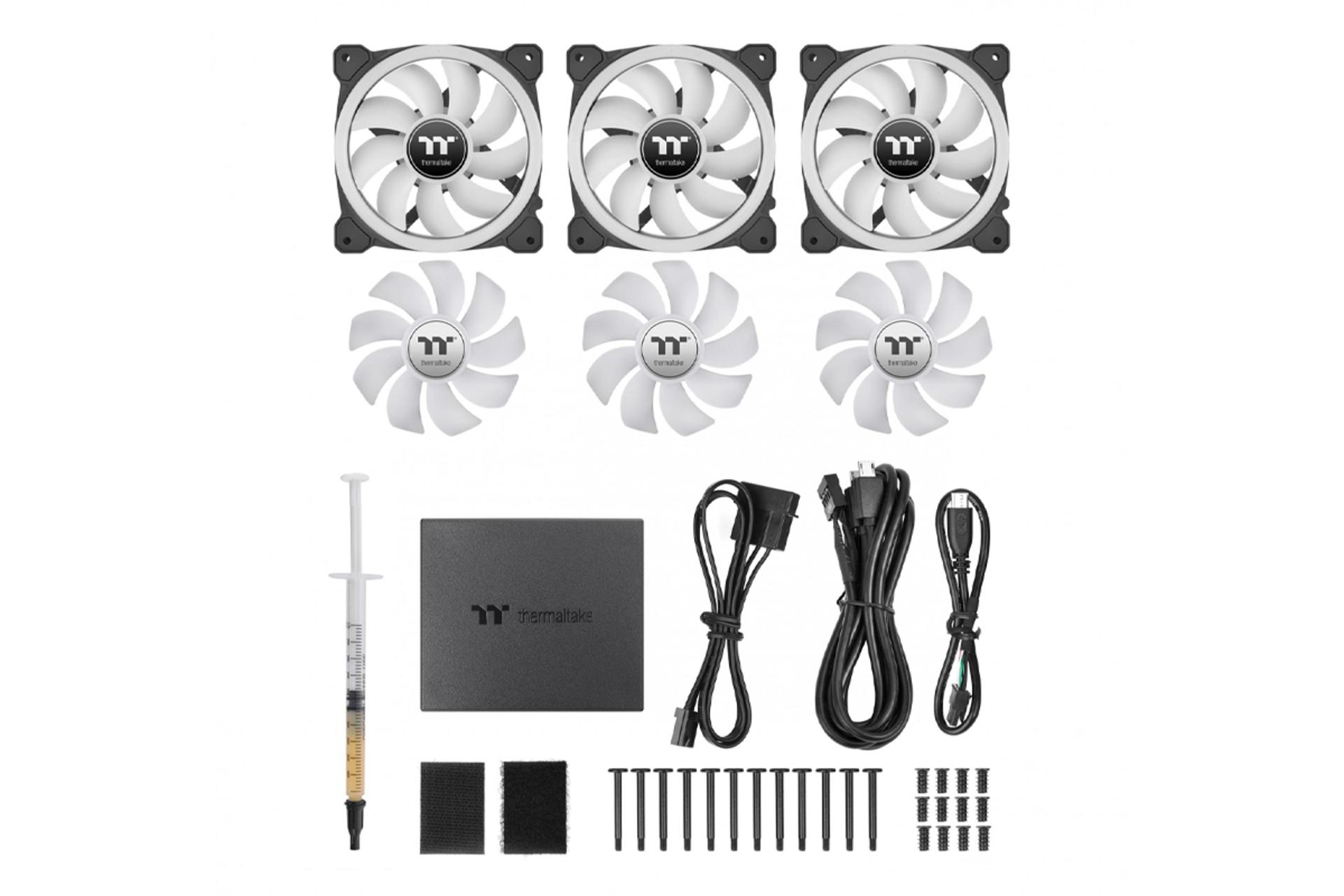 اقلام همراه فن کیس ترمالتیک SWAFAN 14 RGB Radiator Fan 3-Fan Pack