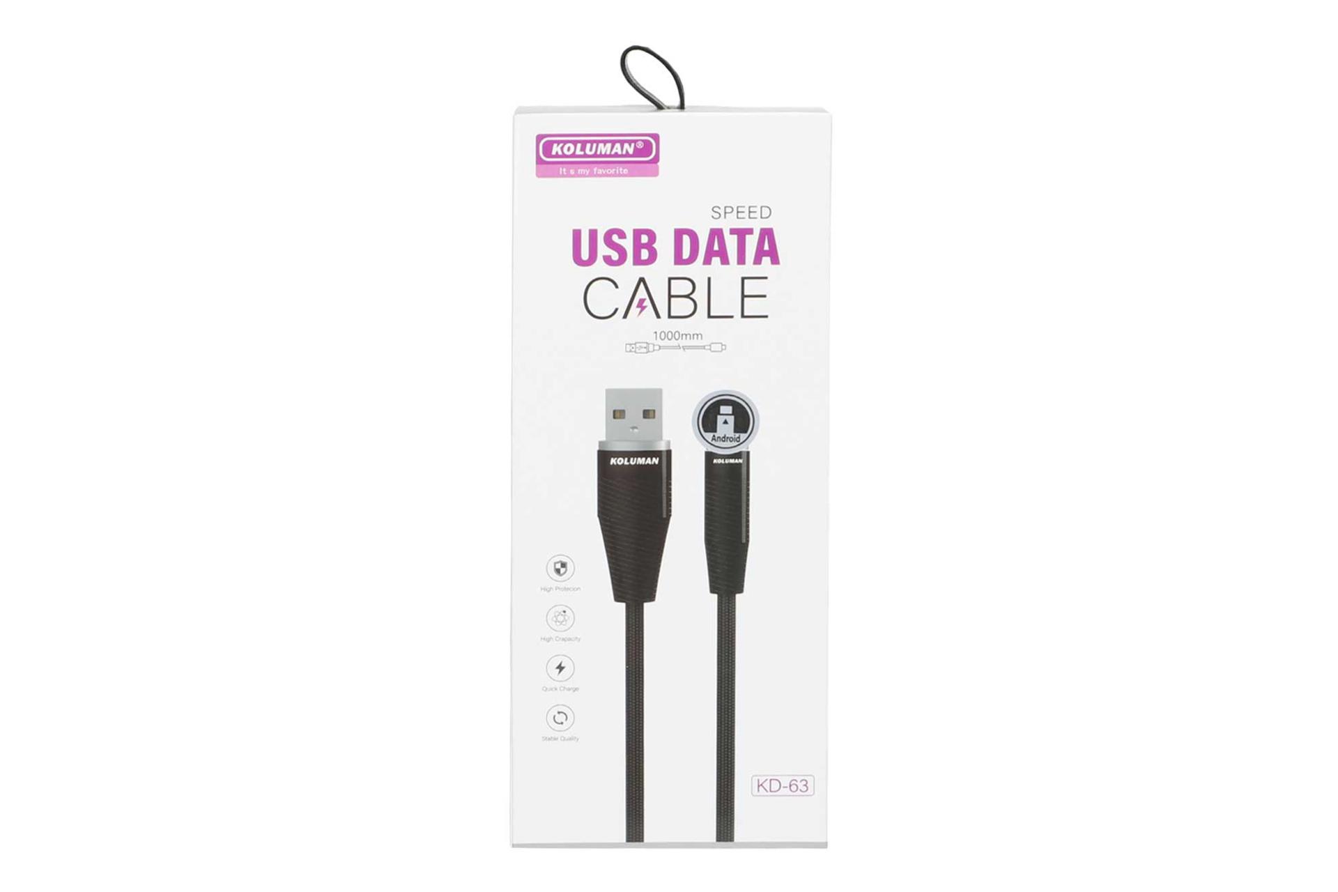 جعبه کابل شارژ USB کلومن Type-A به Micro-USB مدل KD-63 با طول 1 متر