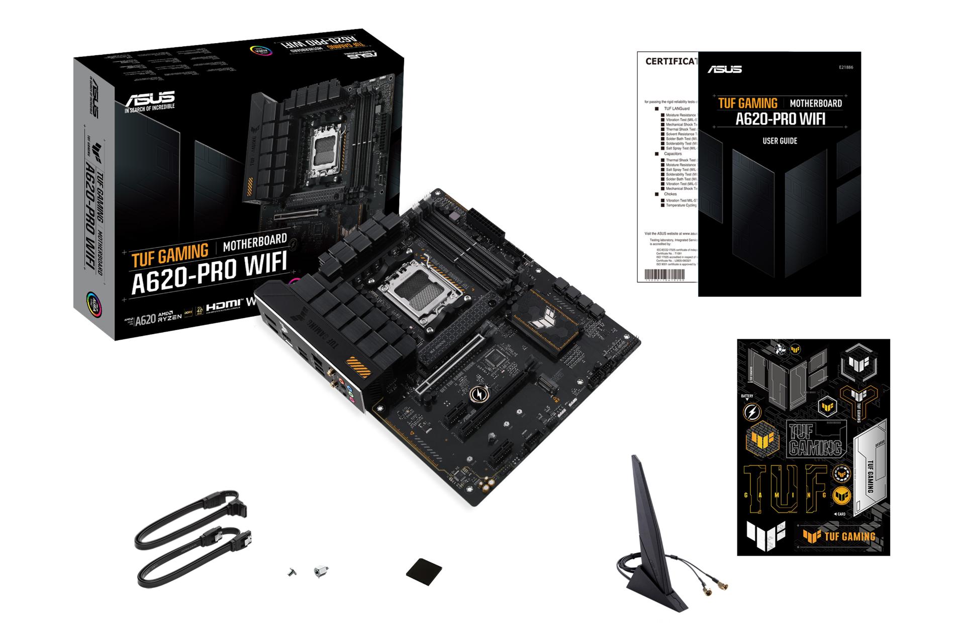 مادربرد ایسوس ASUS TUF GAMING A620-PRO WIFI با جعبه و اقلام همراه