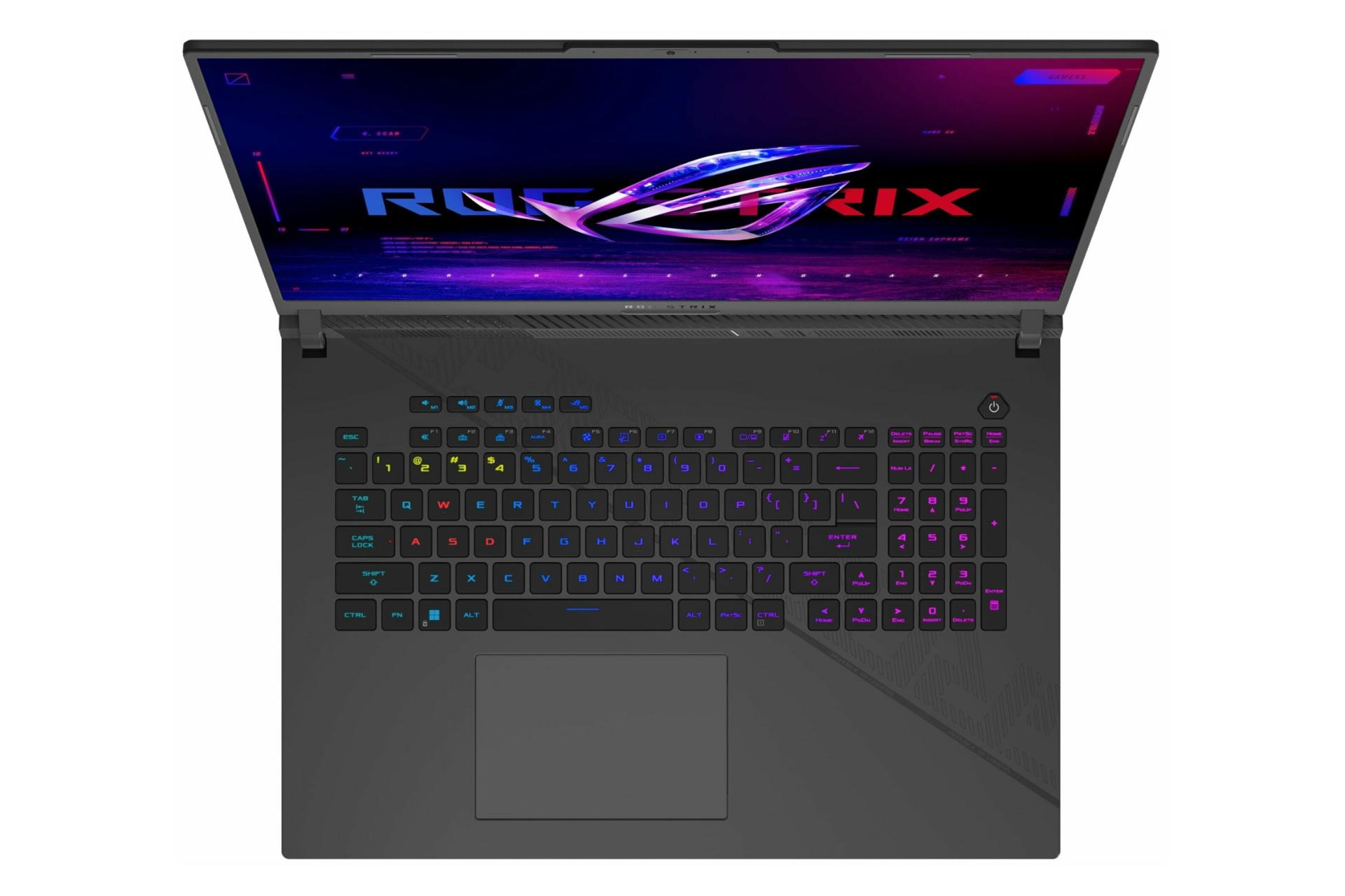 نمایی از تاچ‌پد و کیبورد لپ تاپ گیمینگ ایسوس مدل-ROG Strix G18 G814JIR