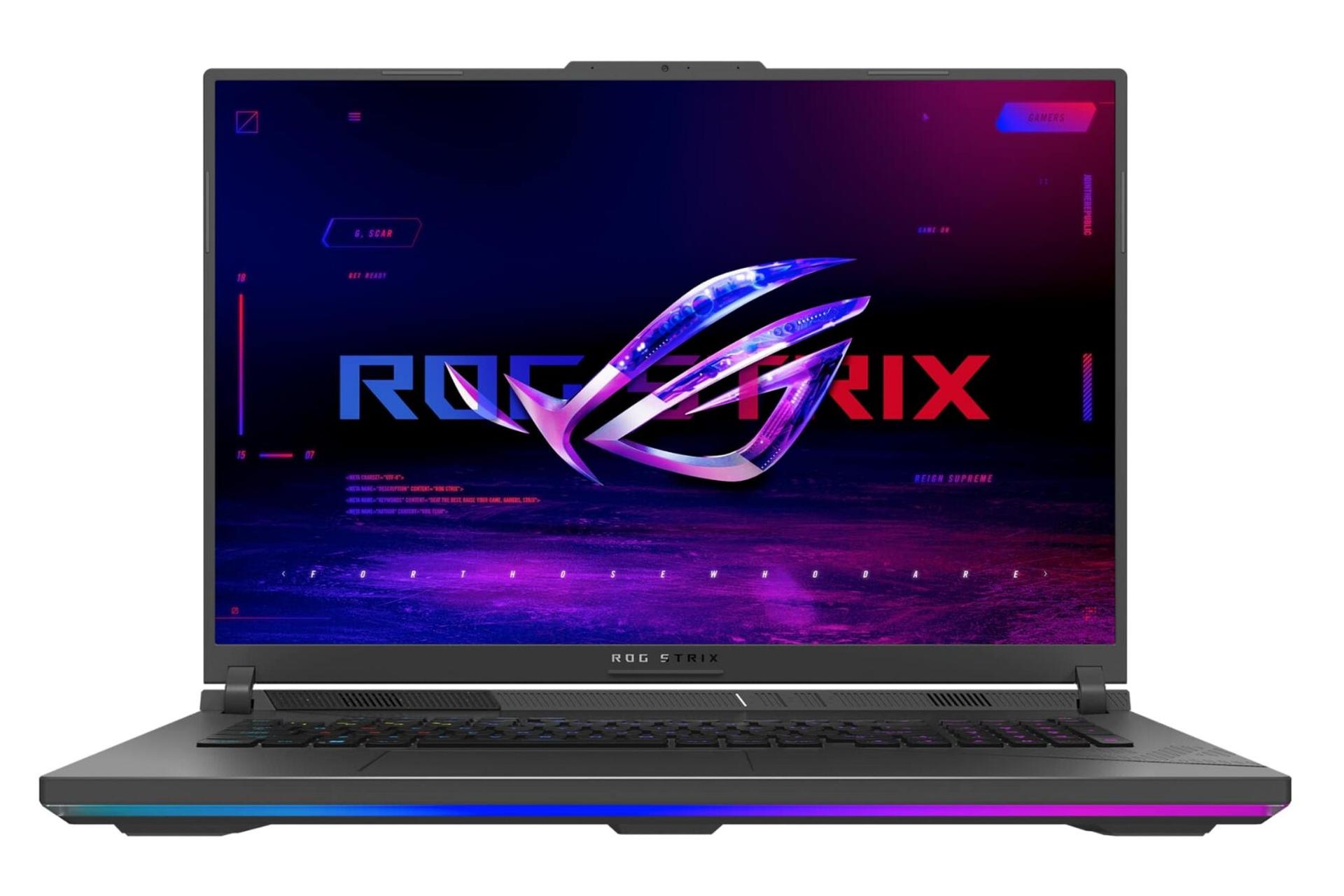 نمایی روبه روی لپ تاپ گیمینگ ایسوس مدل-ROG Strix G18 G814JIR