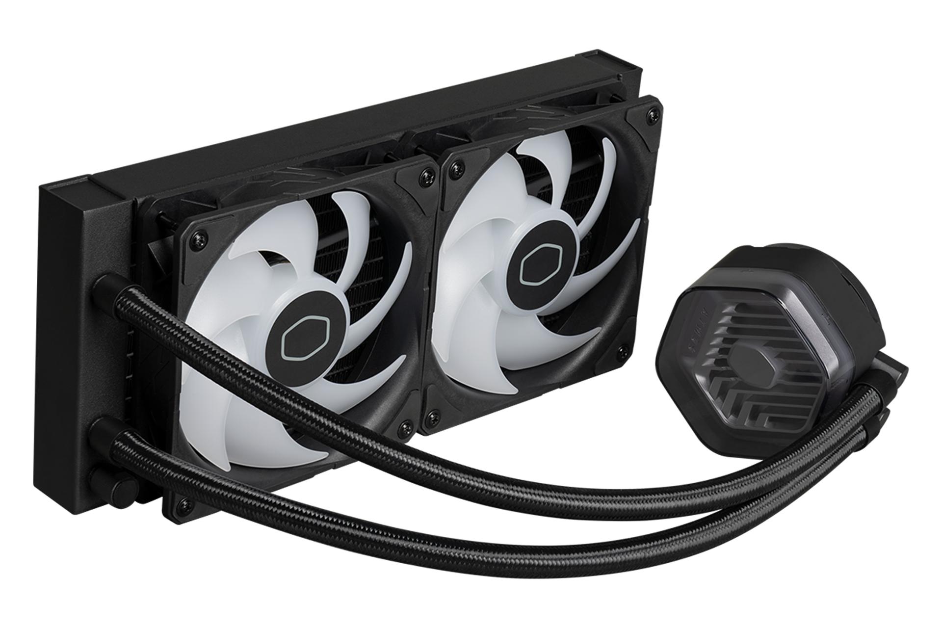 نمای کناری خنک کننده مایع کولر مستر Cooler Master MASTERLIQUID 240 ATMOS در حالت خاموش