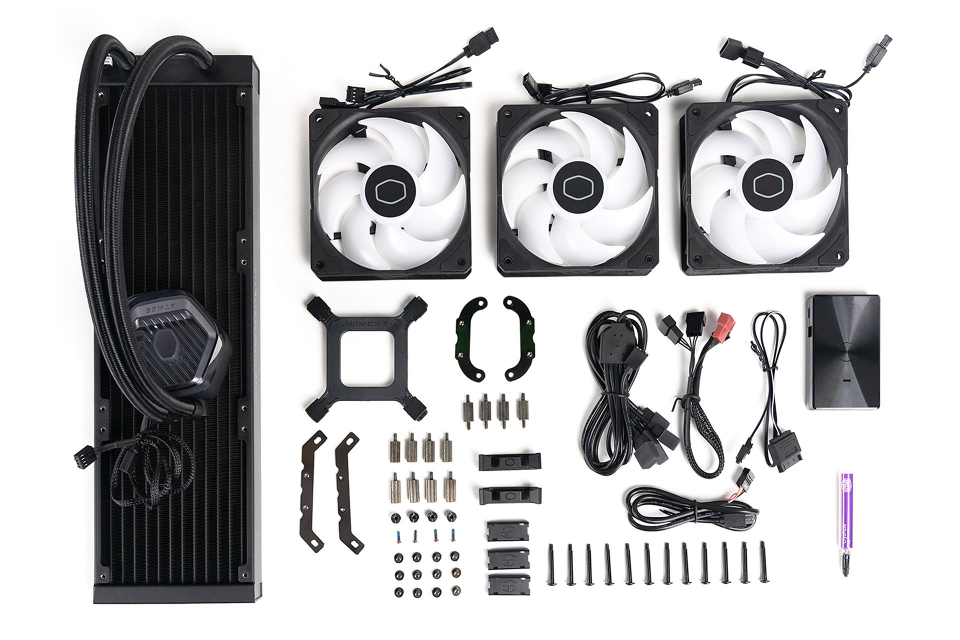 خنک کننده مایع کولر مستر Cooler Master MASTERLIQUID 360 ATMOS با اقلام همراه