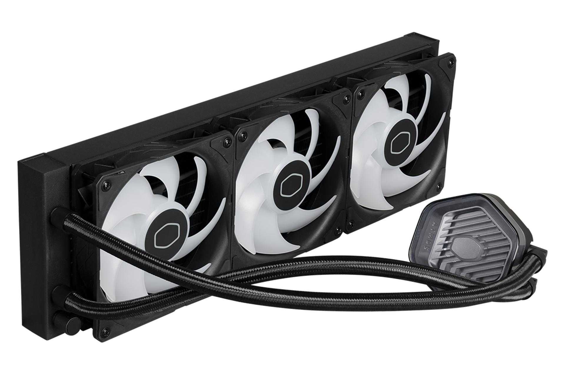 نمای کناری خنک کننده مایع کولر مستر Cooler Master MASTERLIQUID 360 ATMOS در حالت خاموش