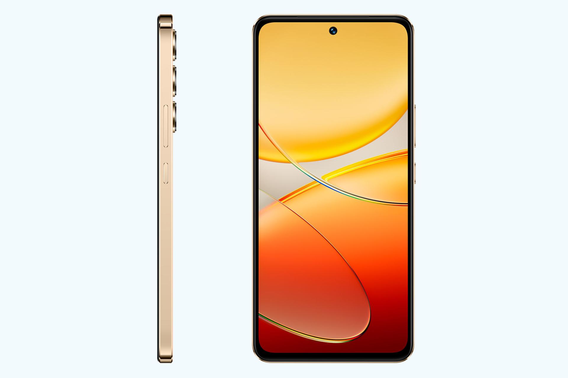 پنل جلو و لبه کناری گوشی V30 لایت ویوو نسخه خاورمیانه نارنجی / vivo V30 Lite ME