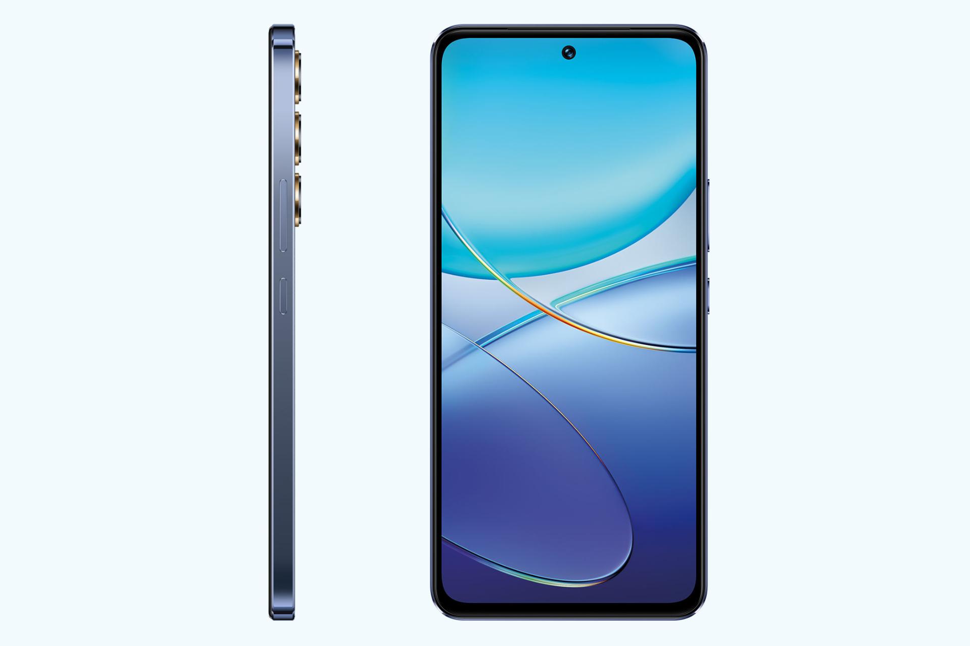 پنل جلو و لبه کناری گوشی V30 لایت ویوو نسخه خاورمیانه سرمه ای تیره / vivo V30 Lite ME
