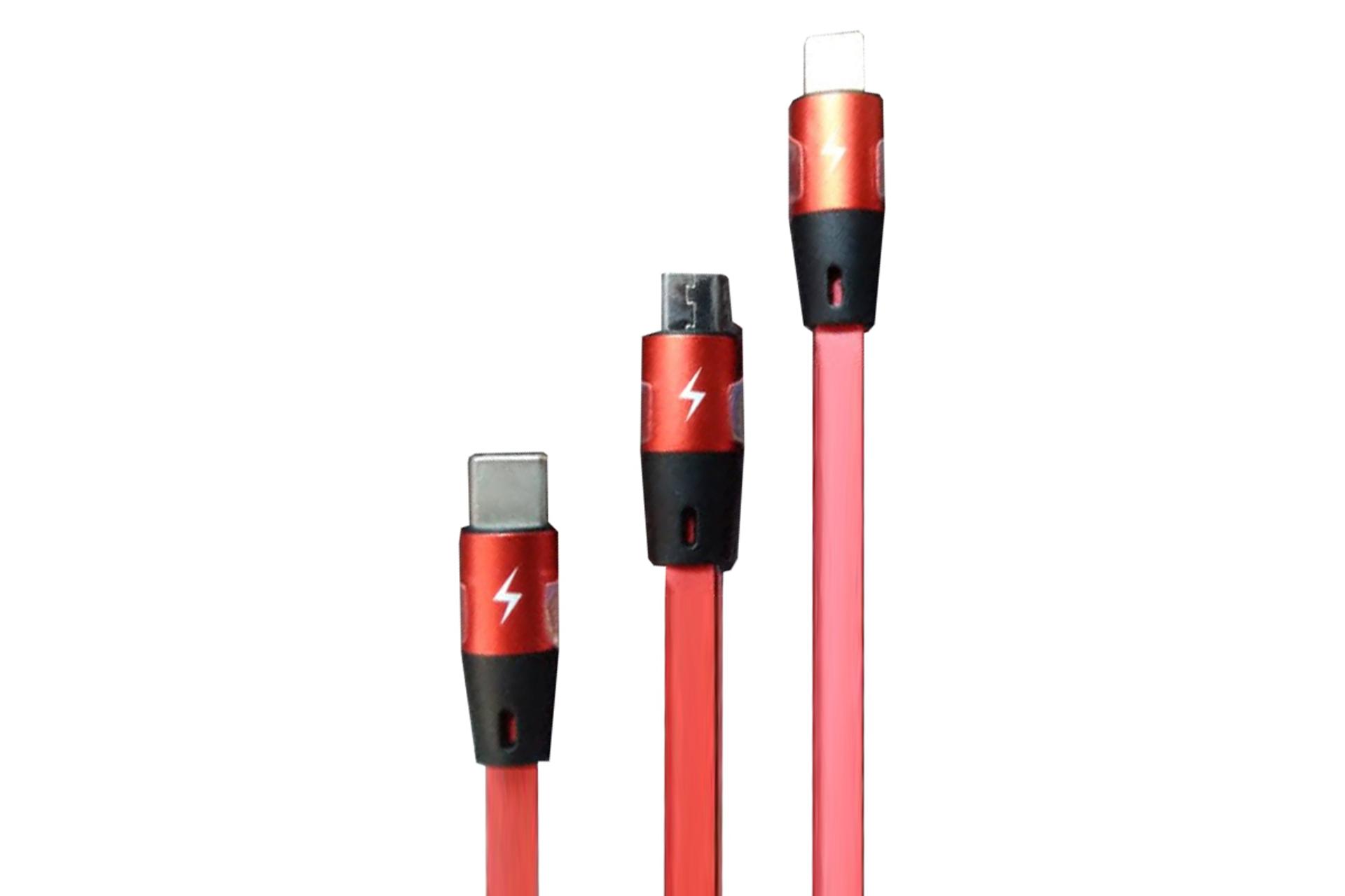 کابل شارژ USB باوین Type-A به Type-C+Micro-USB+Lightning مدل CB-176 3in1 با طول 1 متر