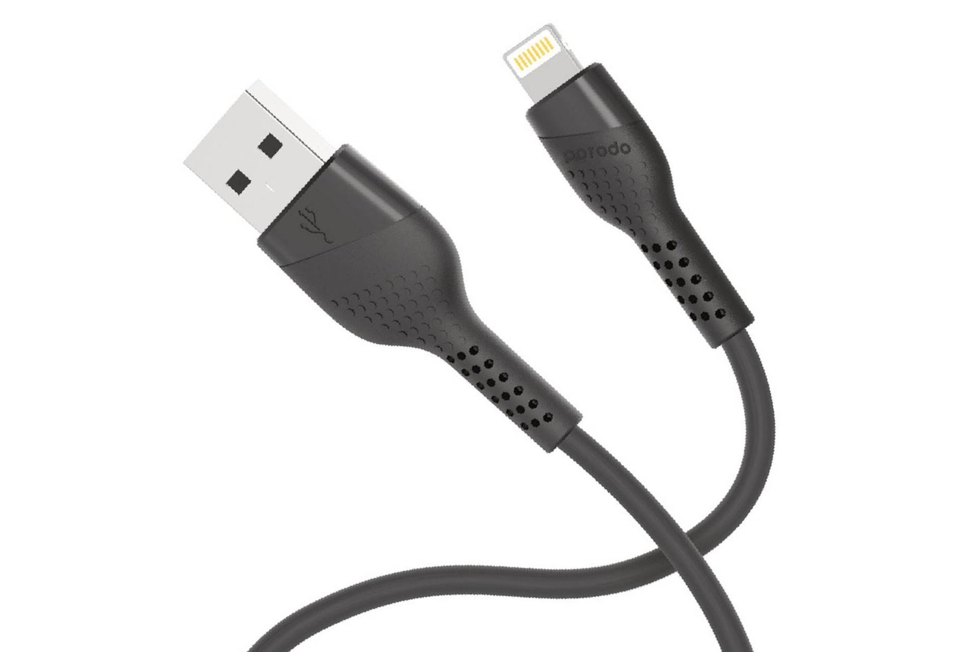 کابل شارژ USB پرودو Type-A به Lightning مدل PB-LN12 با طول 1.2 متر رنگ مشکی