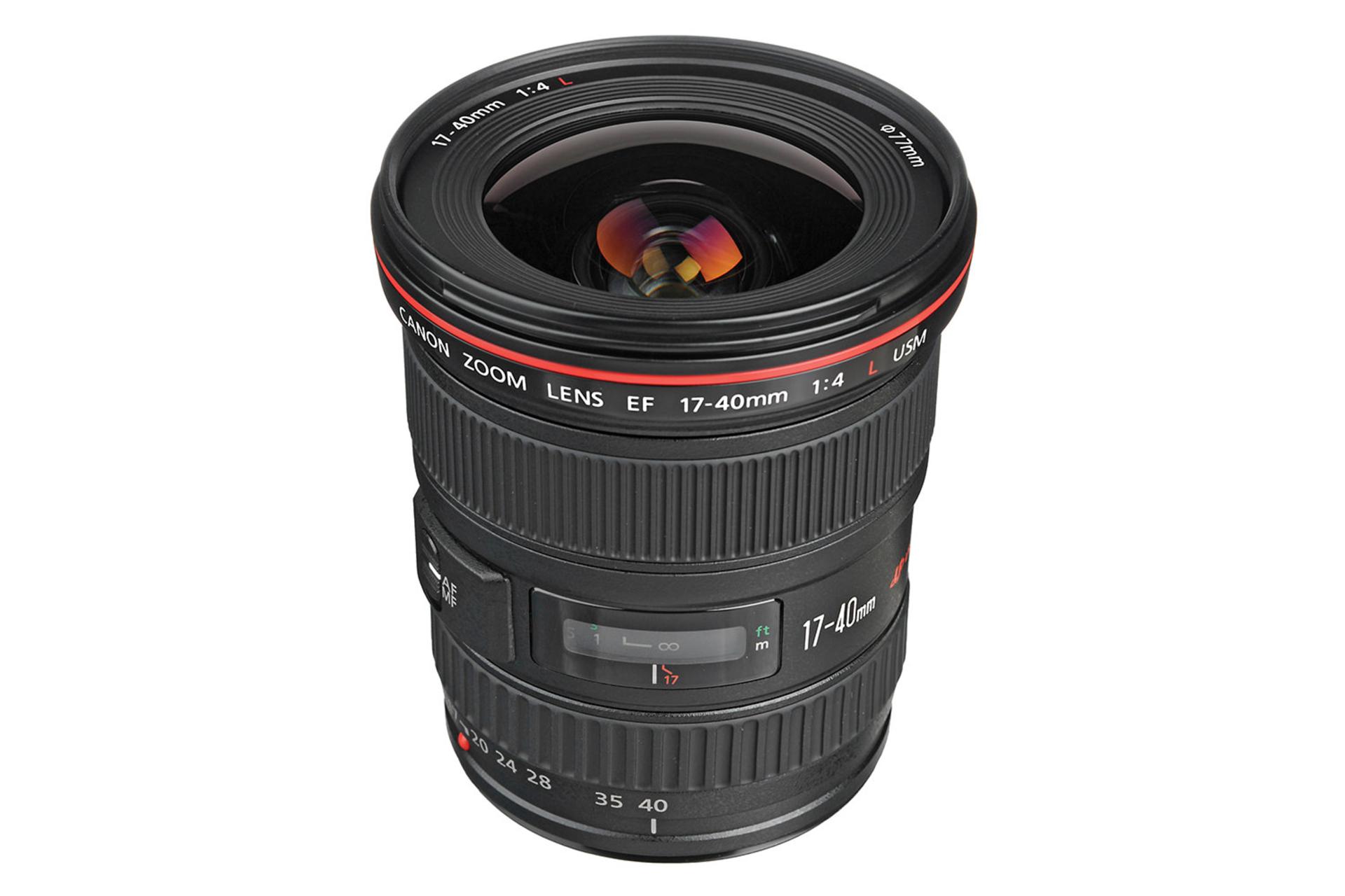 لنز کانن Canon EF 17-40mm f/4.0L USM نمای جلو و جانبی