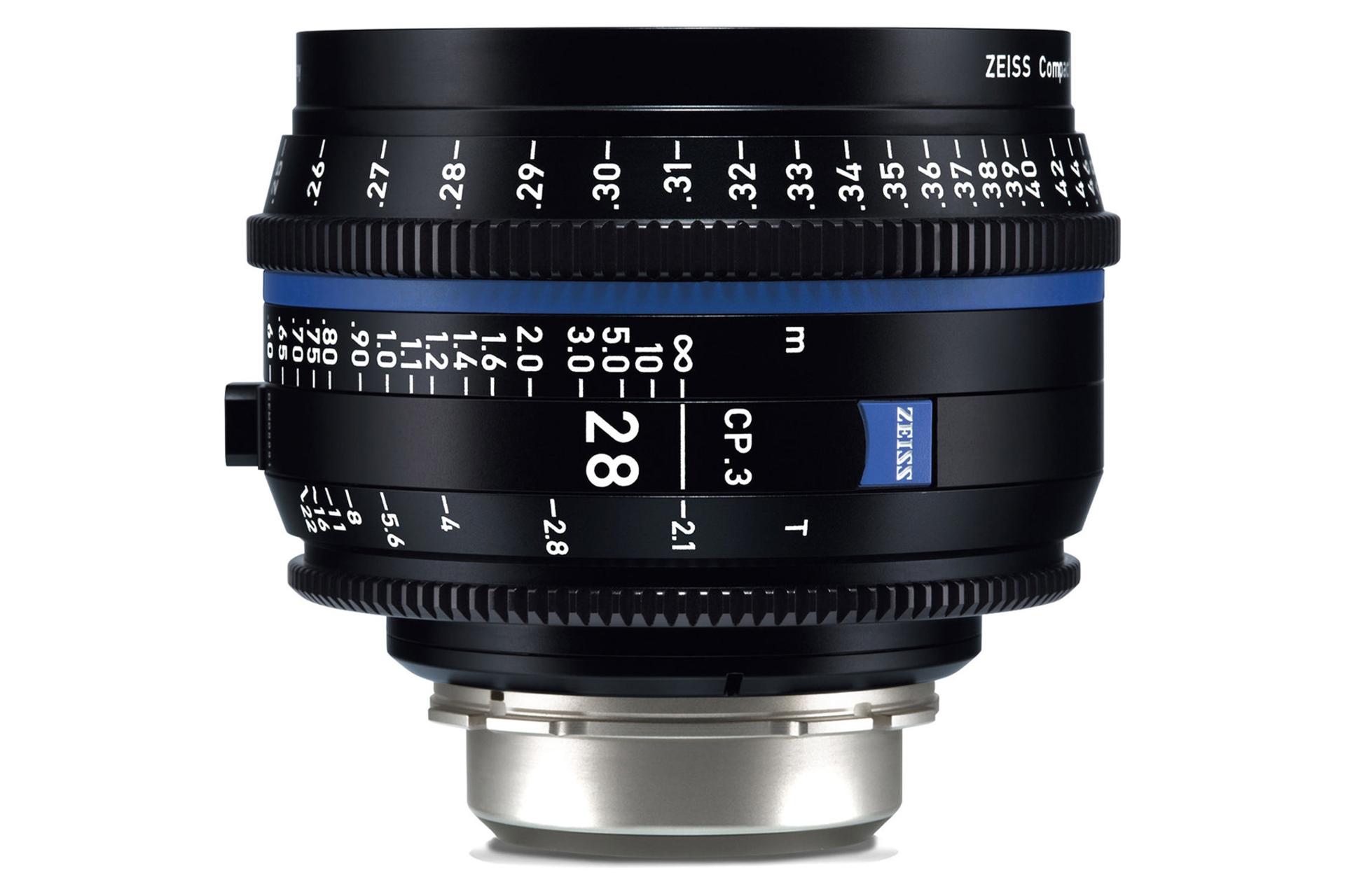 لنز زایس Zeiss 28mm T2.1 CP.3 نمای جانبی ایستاده