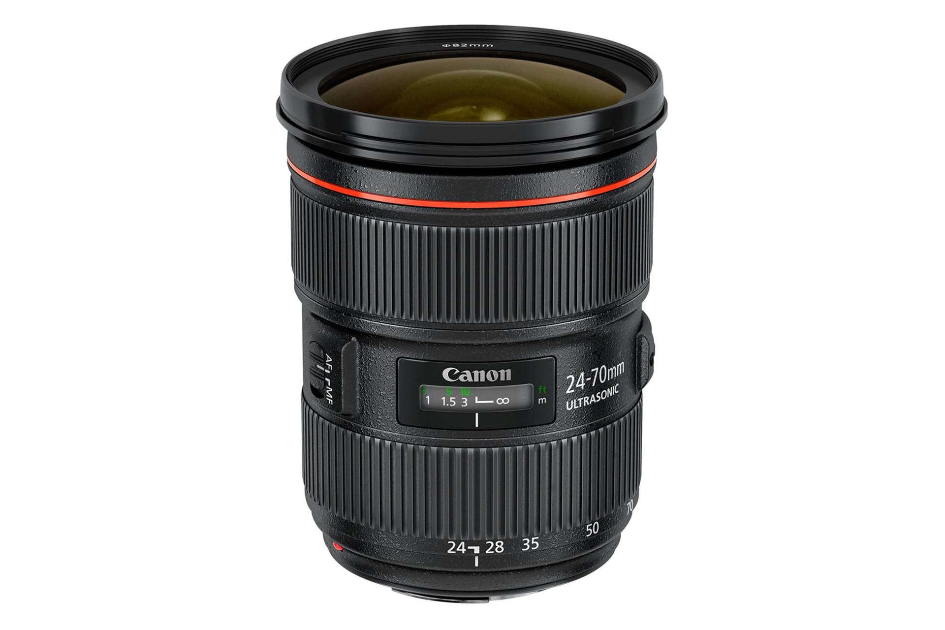 لنز کانن Canon EF 24-70mm f/2.8L USM نمای جانبی ایستاده