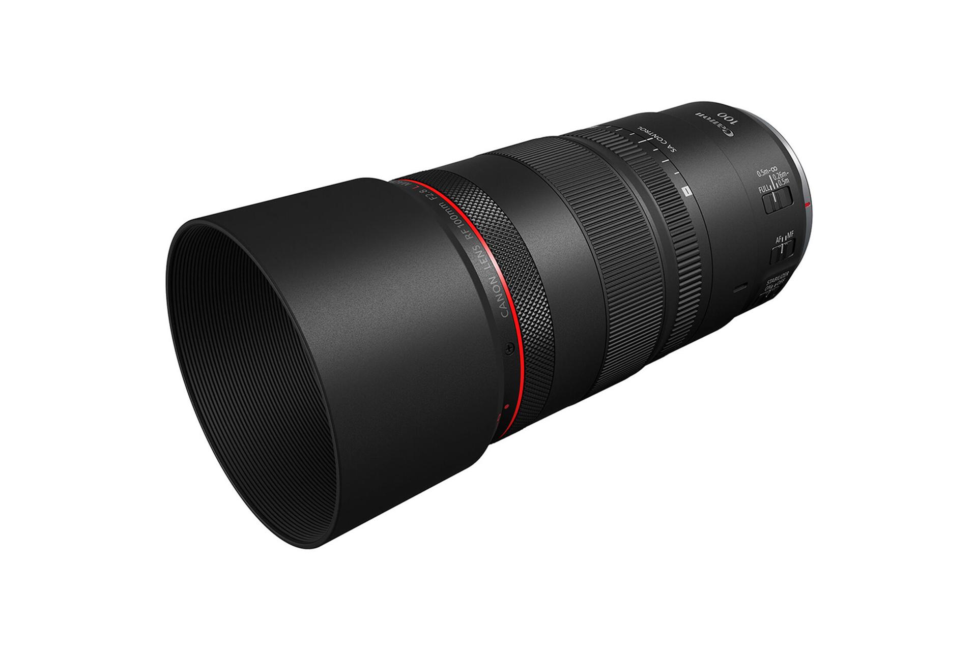 لنز کانن Canon RF 100mm F2.8L Macro IS USM به همراه هود