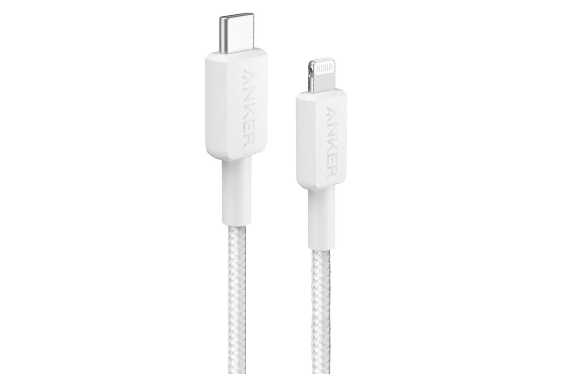 کابل شارژ USB انکر Type-C به Lightning مدل A81B6 322 با طول 1.8 متر رنگ سفید