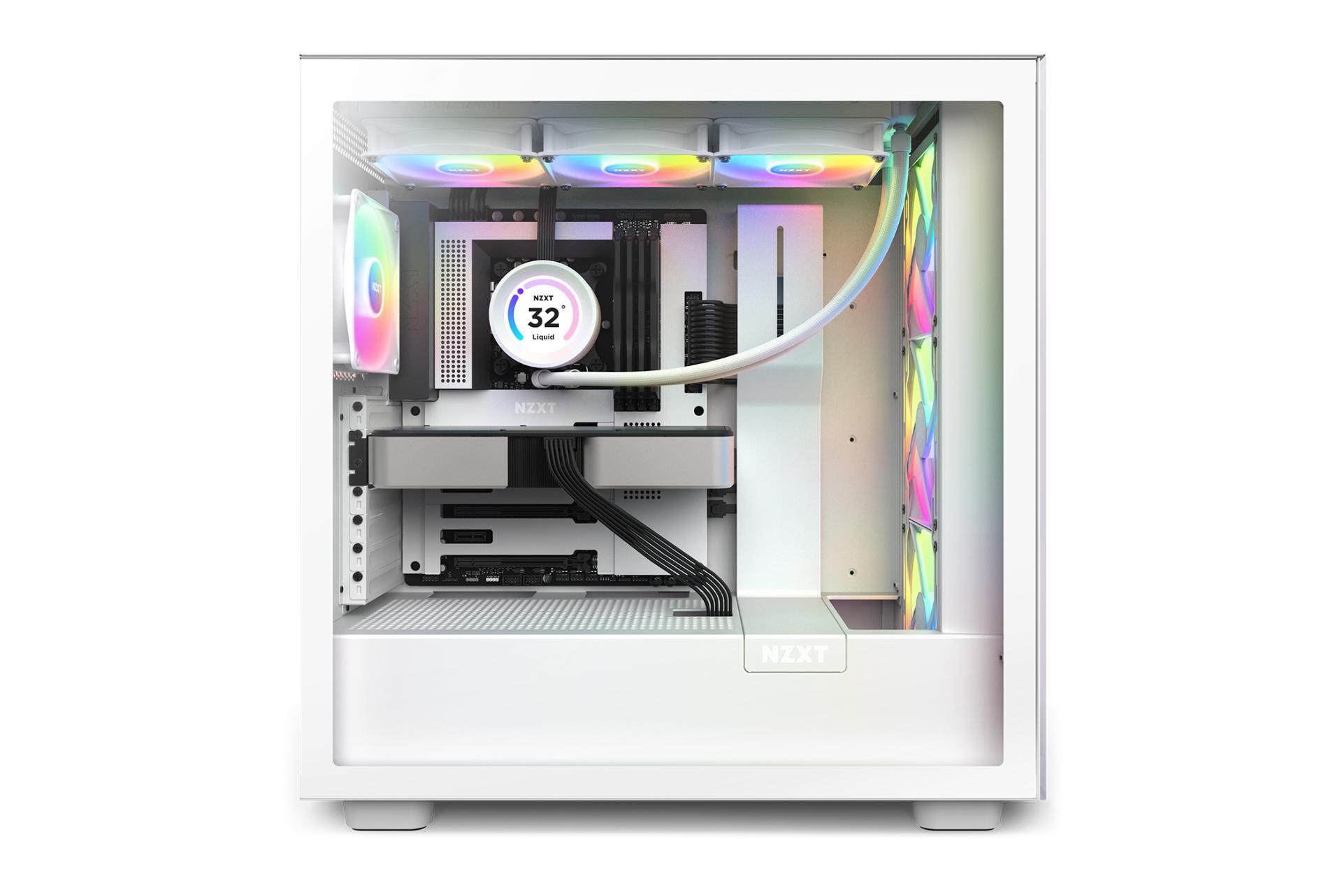 نمای نصب شده و درحال کار خنک کننده مایع ان زی ایکس تی NZXT Kraken Elite 360 RGB White