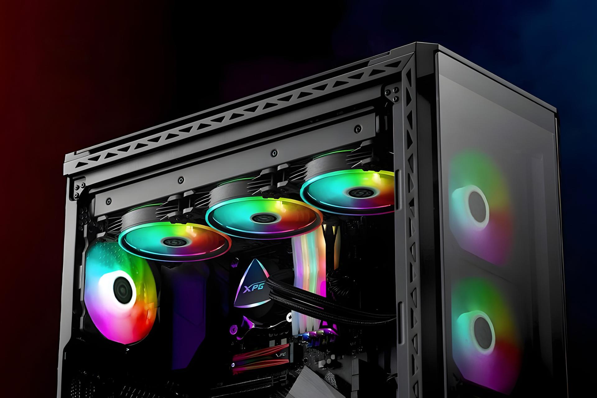 نمای نصب شده و درحال کار خنک کننده مایع ایکس پی جی XPG LEVANTE 360