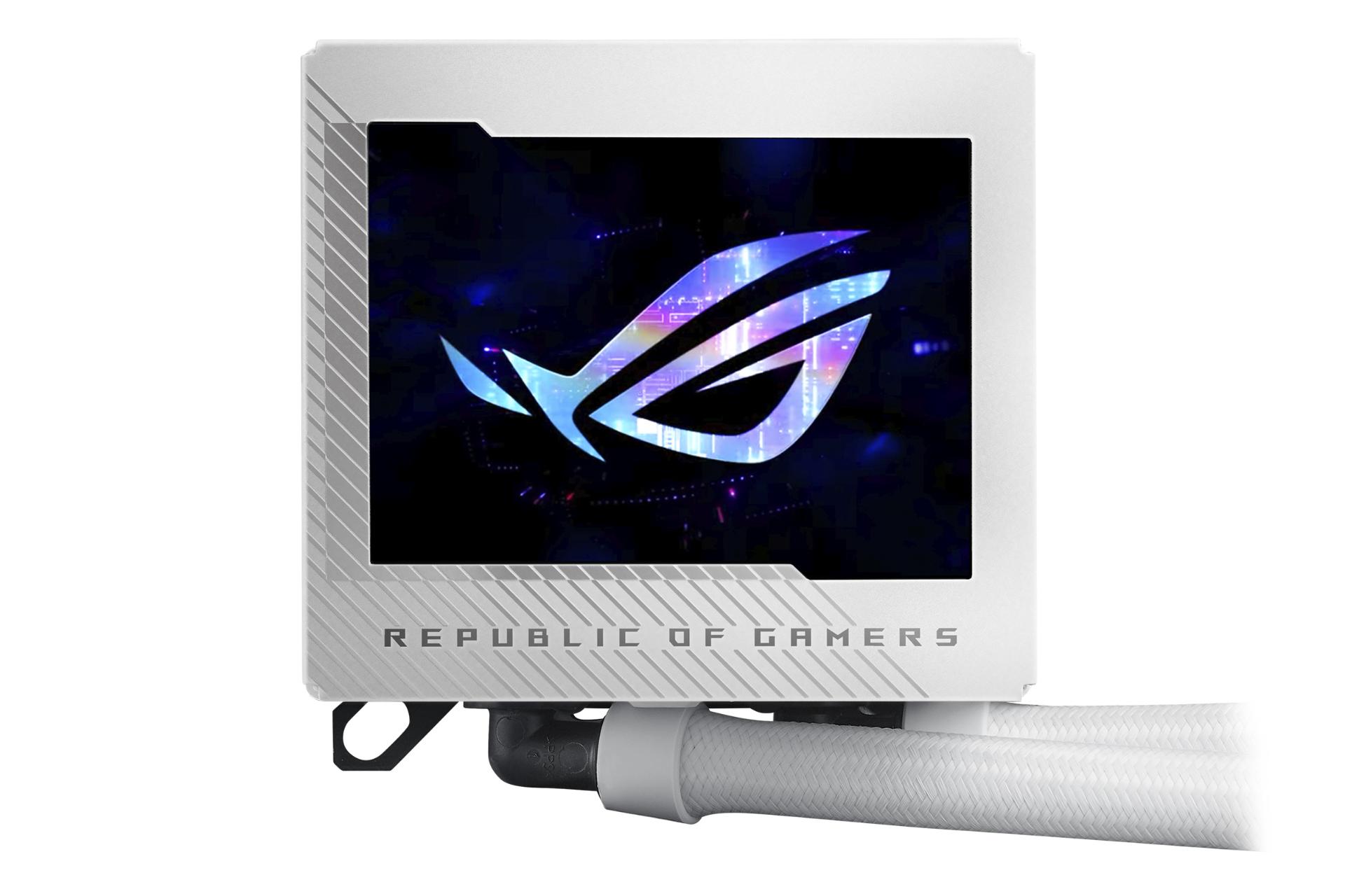 نمایشگر روی واتربلاک خنک کننده مایع ایسوس ASUS ROG RYUJIN III 360 ARGB White Edition