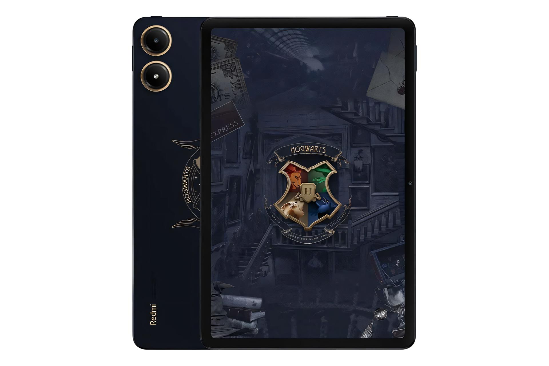 مرجع متخصصين ايران نماي كلي تبلت ردمي پد پرو شيائومي / Xiaomi Redmi Pad Pro با نمايشگر روشن و نمايش لوگو و دوربين پنل پشت مدل مخصوص هري پاتر