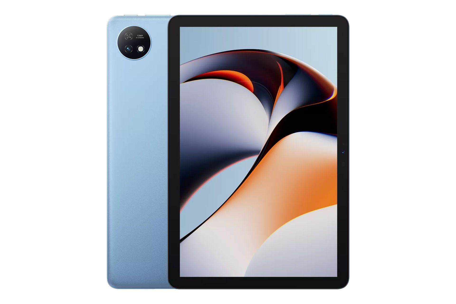 نمای کلی تبلت اسکال پد 7 بلک ویو / Blackview Oscal PAD 7 با نمایشگر روشن و نمایش پنل پشت و دوربین رنگ آبی