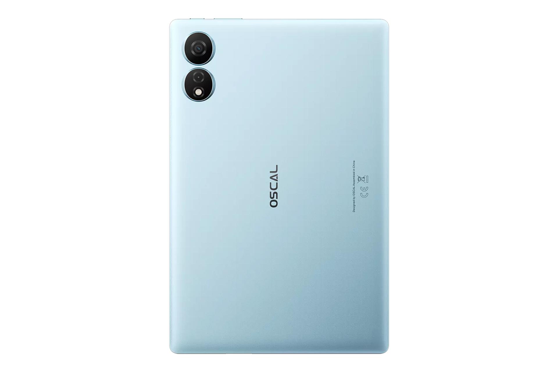 نمای پنل پشت تبلت اسکال پد 80 WIFI بلک ویو / Blackview Oscal Pad 80 WIFI با نمایش دوربین و لوگو رنگ آبی روشن