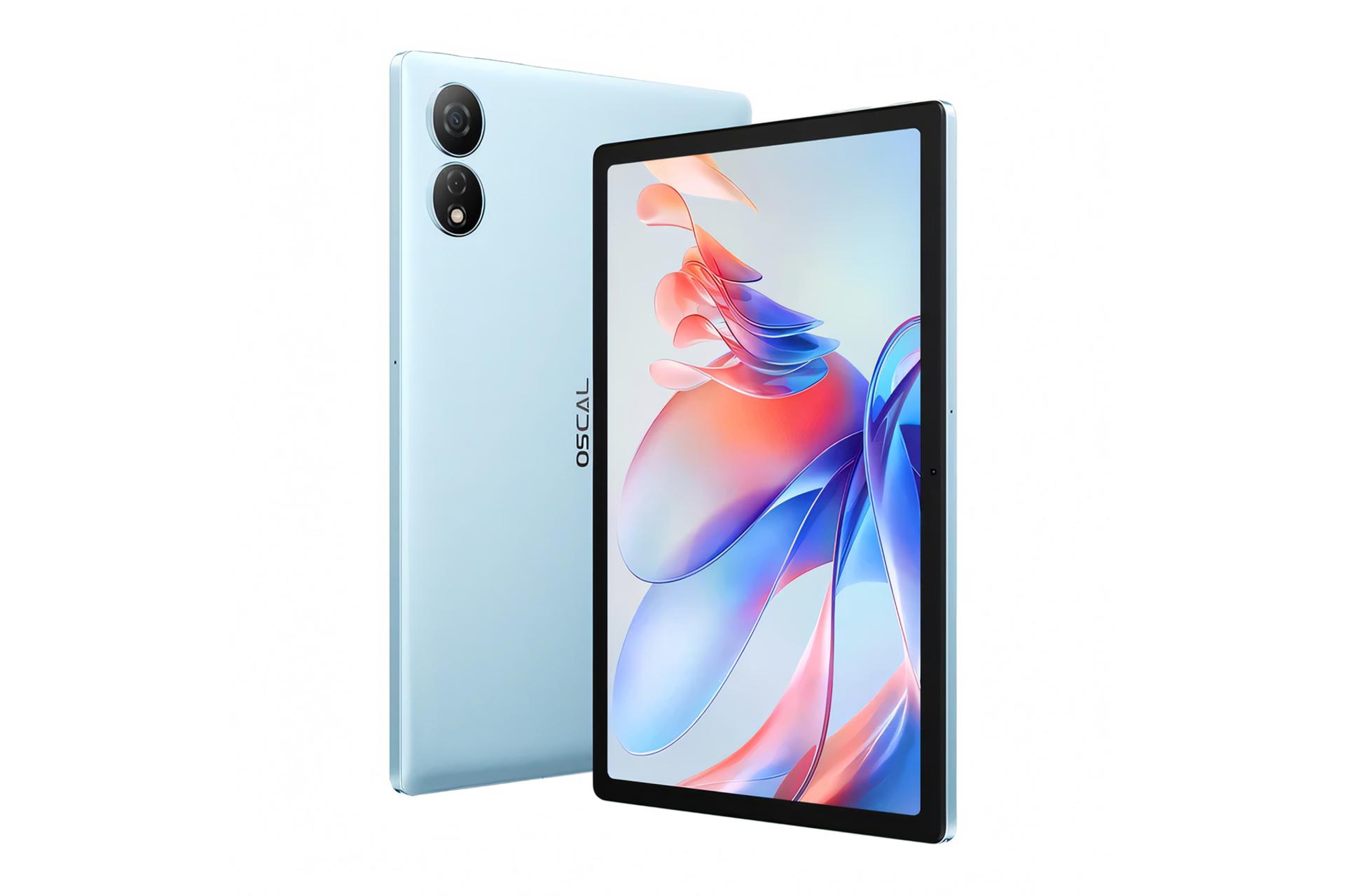 نمای نیمرخ تبلت اسکال پد 80 WIFI بلک ویو / Blackview Oscal Pad 80 WIFI با نمایش لبه های کناری رنگ آبی روشن