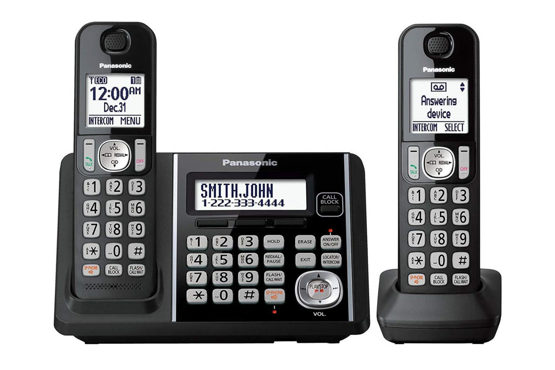 نمای کلی تلفن پاناسونیک KX-TG3752B با نمایش پایه و گوشی جداگانه