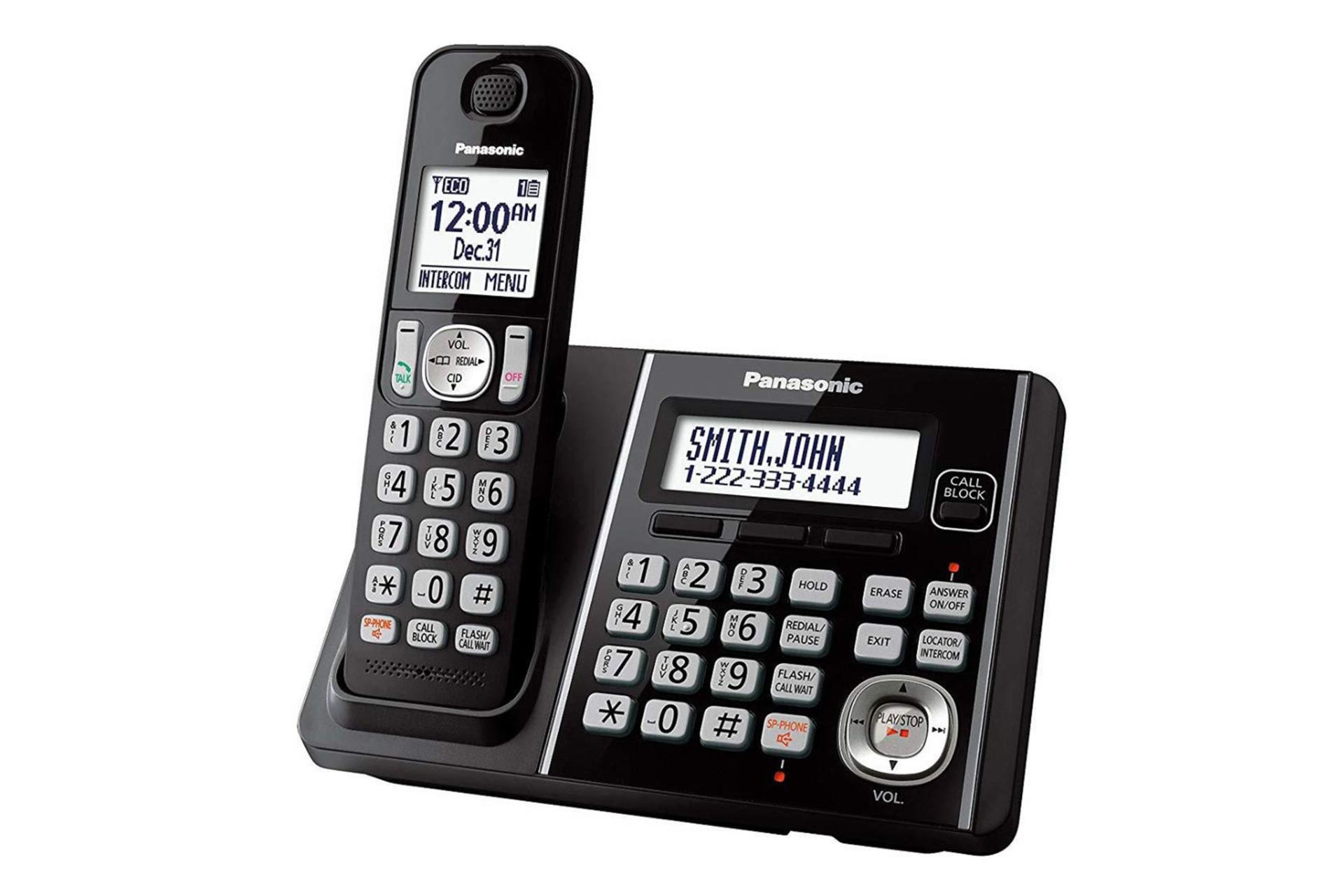 نمای نیمرخ پایه تلفن پاناسونیک KX-TG3752B با نمایش لبه سمت راست