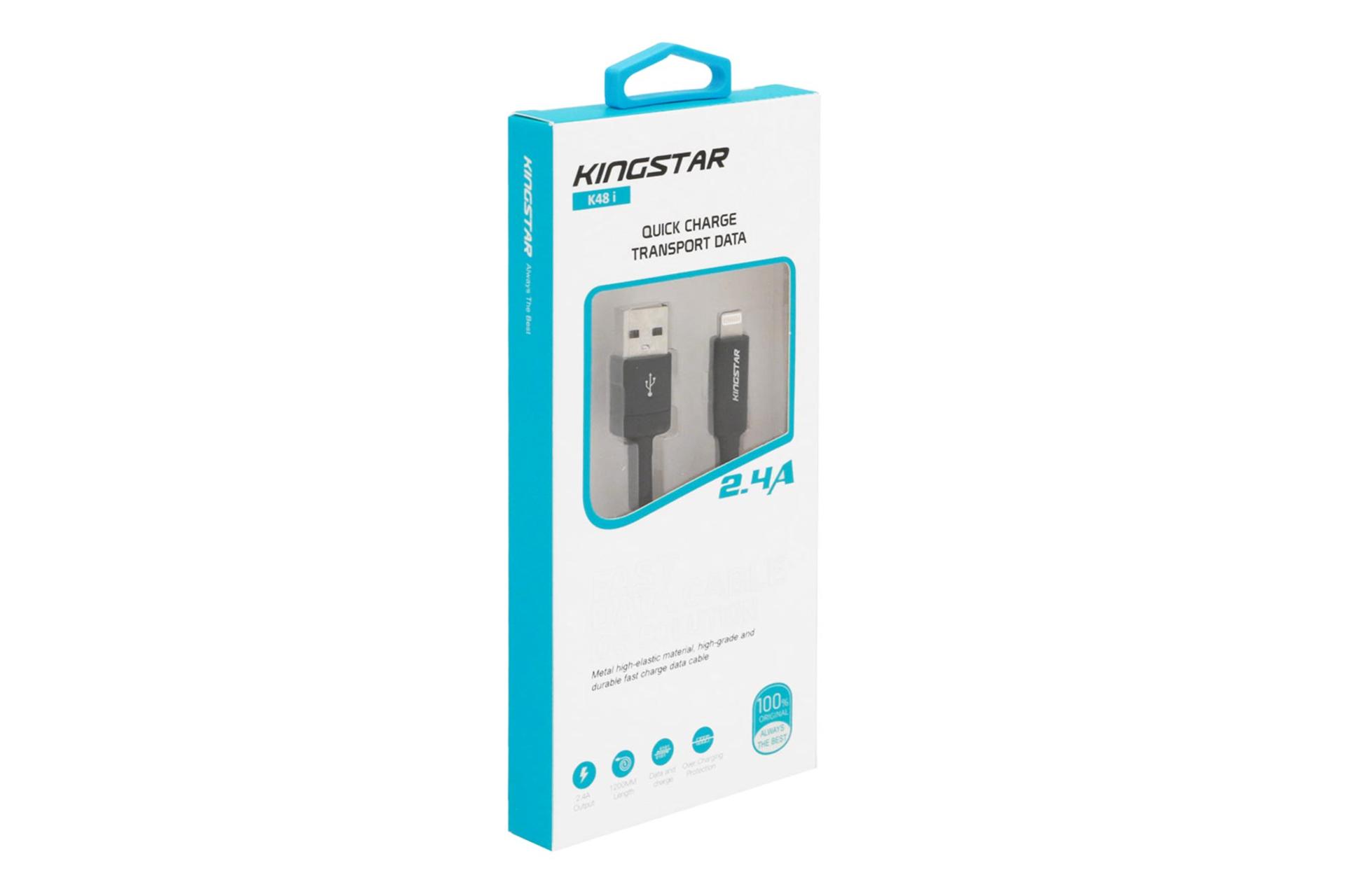 جعبه کابل شارژ USB کینگ استار Type-A به Lightning مدل K48 i با طول 1.2 متر