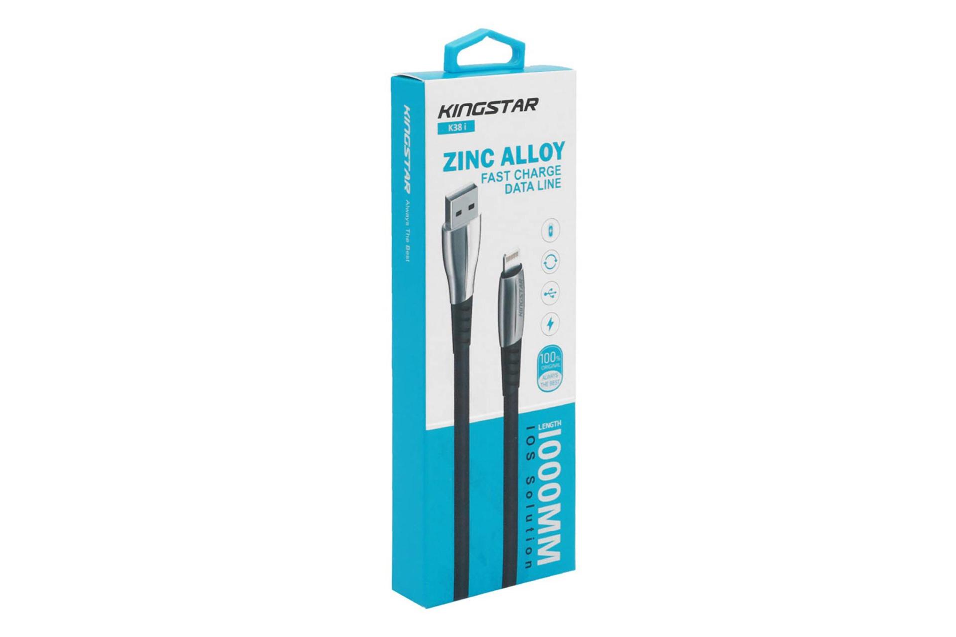 جعبه کابل شارژ USB کینگ استار Type-A به Lightning مدل K38 i با طول 1 متر