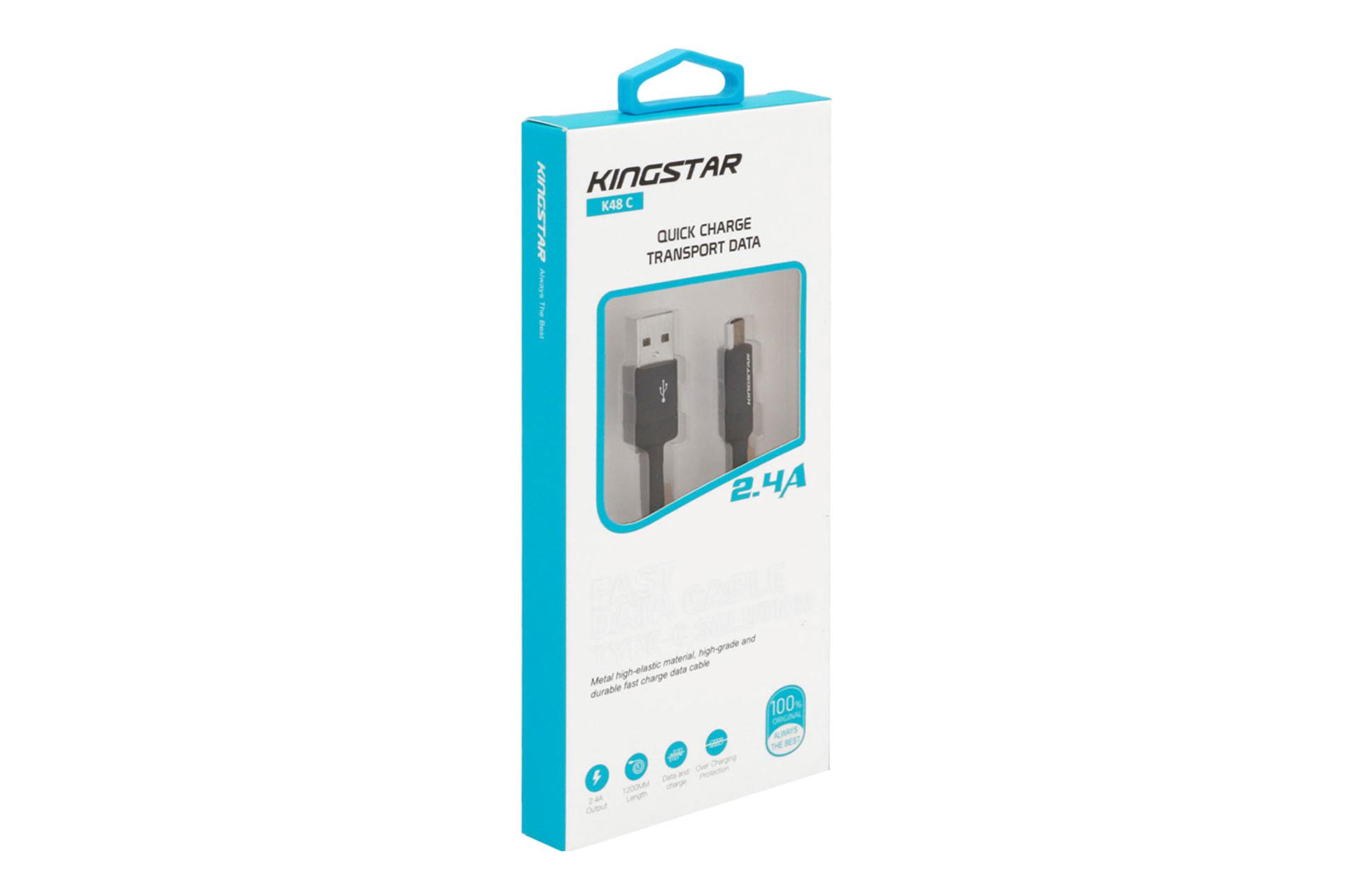 جعبه کابل شارژ USB کینگ استار Type-A به Type-C مدل K48 C با طول 1.2 متر