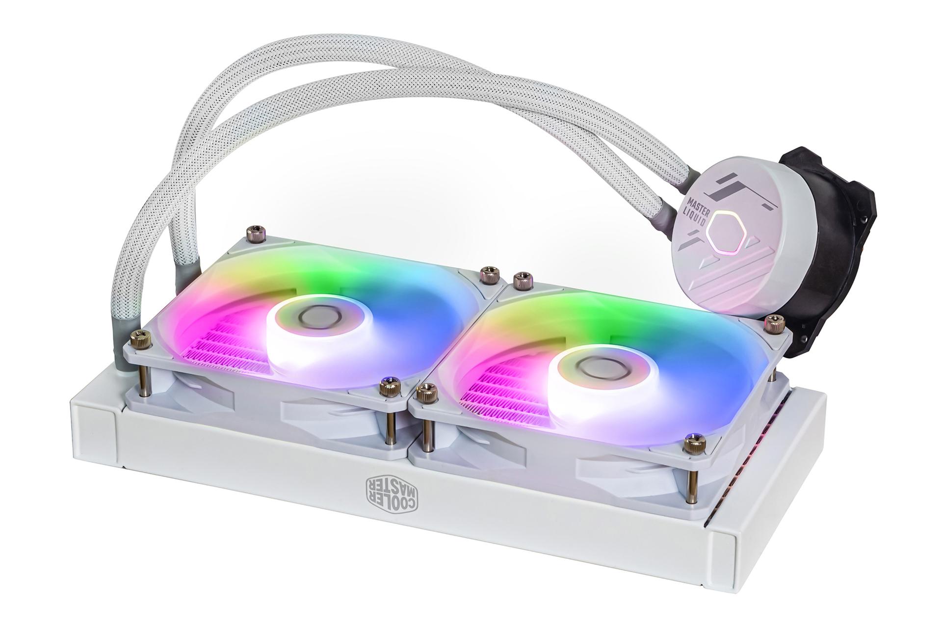 نمای کناری خنک کننده مایع کولر مستر Cooler Master MASTERLIQUID 240L CORE ARGB WHITE