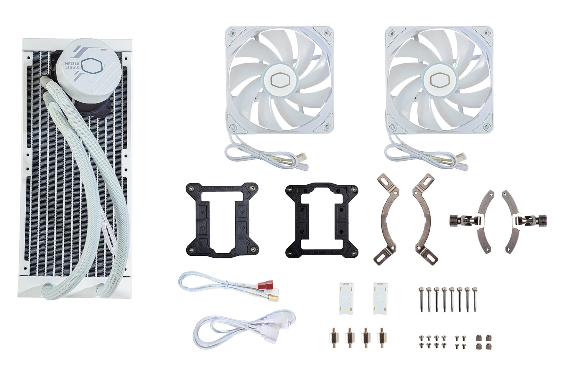 خنک کننده مایع کولر مستر Cooler Master MASTERLIQUID 240L CORE ARGB WHITE با اقلام همراه