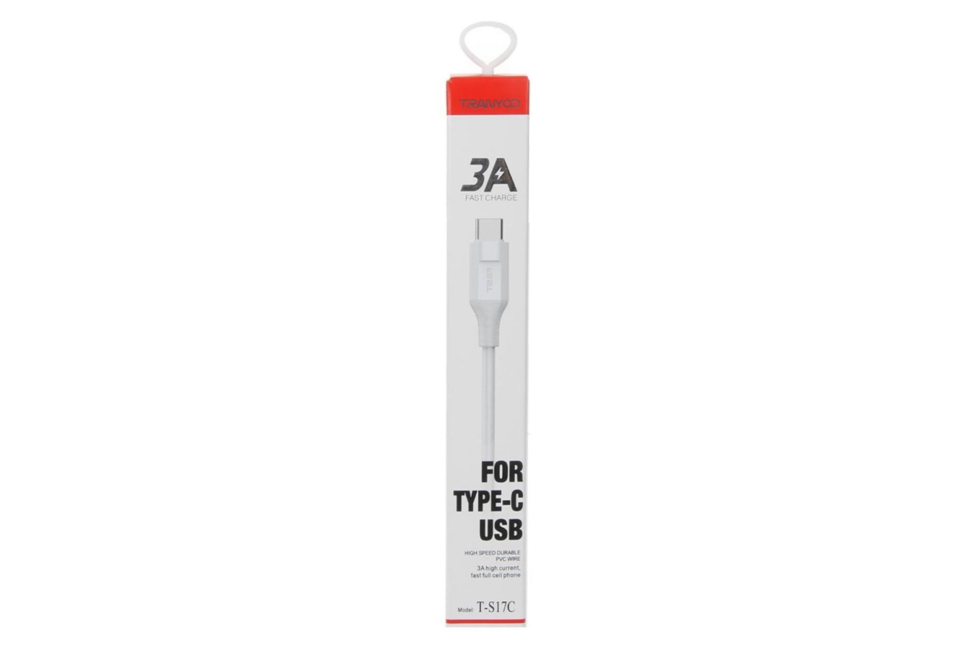 جعبه کابل شارژ USB ترانیو Type-A به Type-C مدل T-S17C با طول 1 متر