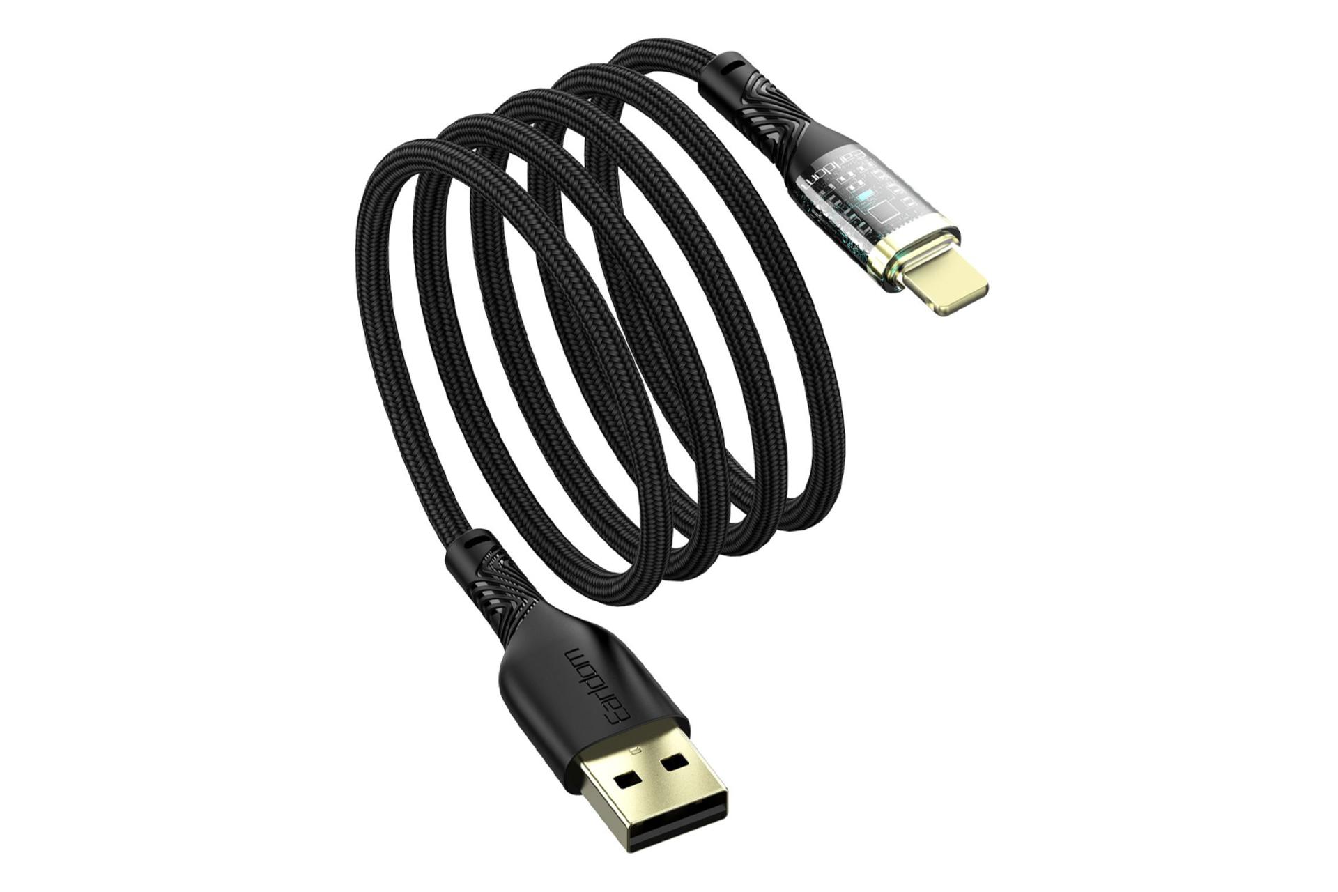 کابل شارژ USB ارلدام Type-A به Lightning مدل EC-179i با طول 1 متر رنگ مشکی