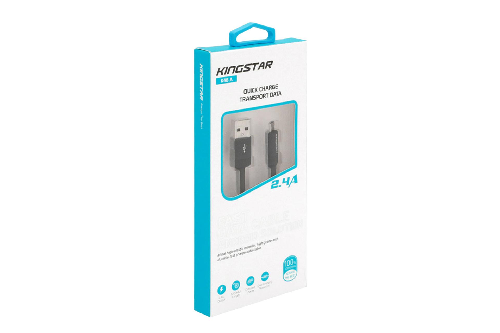 جعبه کابل شارژ USB کینگ استار Type-A به Micro-USB مدل K48 A با طول 1.2 متر