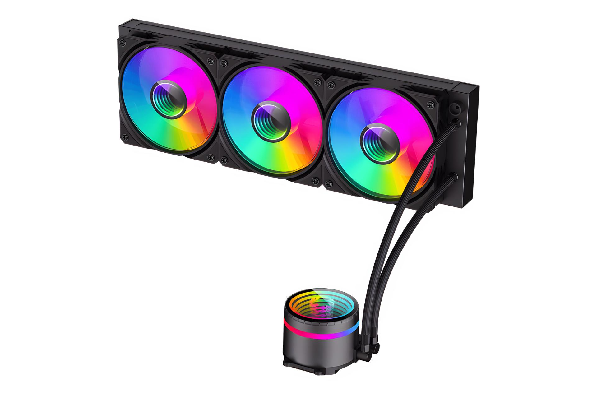 نمای کناری خنک کننده مایع گیم مکس GAMEMAX ICEBURG 360 Infinity Black