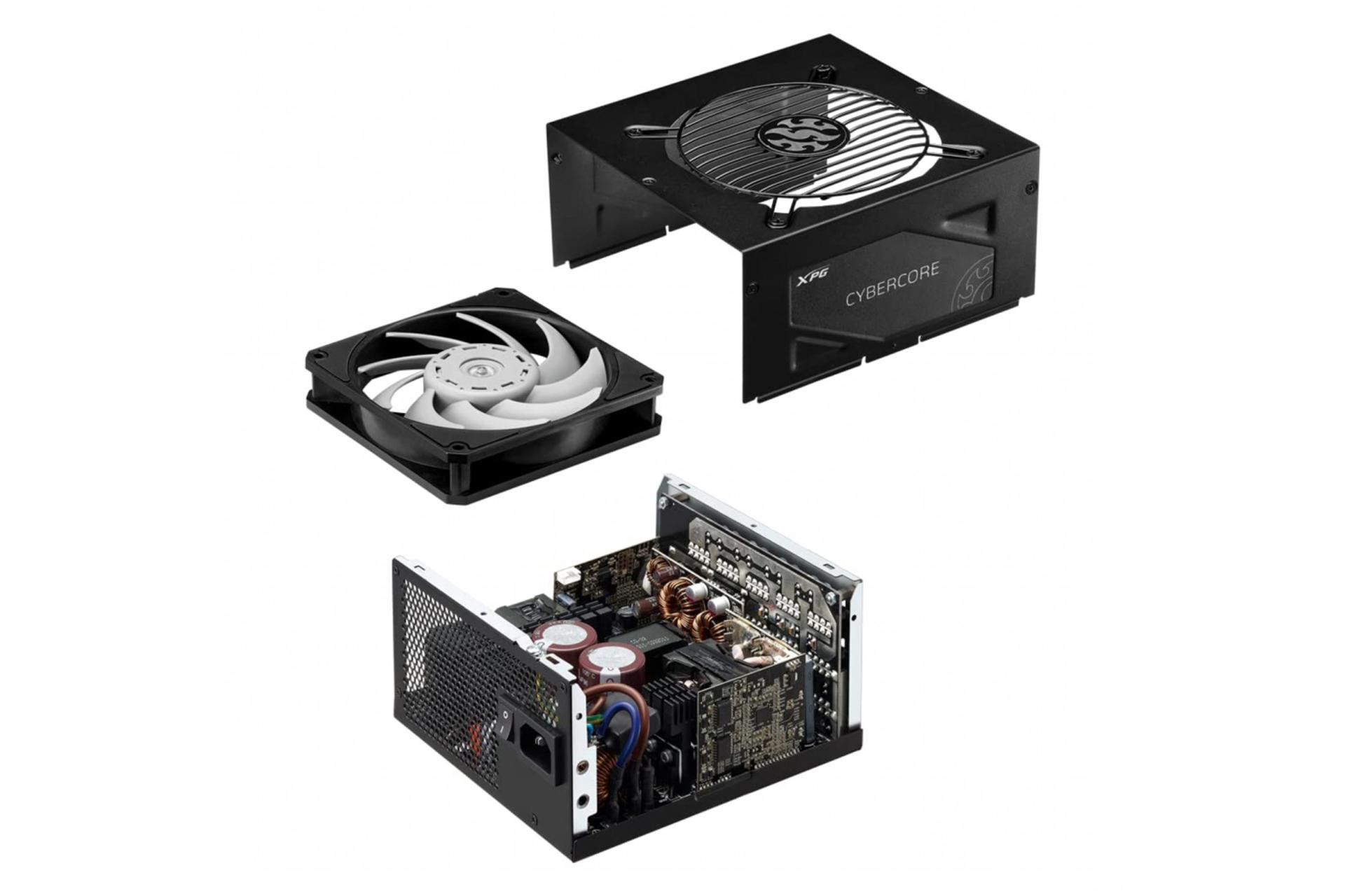 نمای داخل پاور کامپیوتر ای دیتا XPG CYBERCORE 1300 Platinum با توان 1300 وات