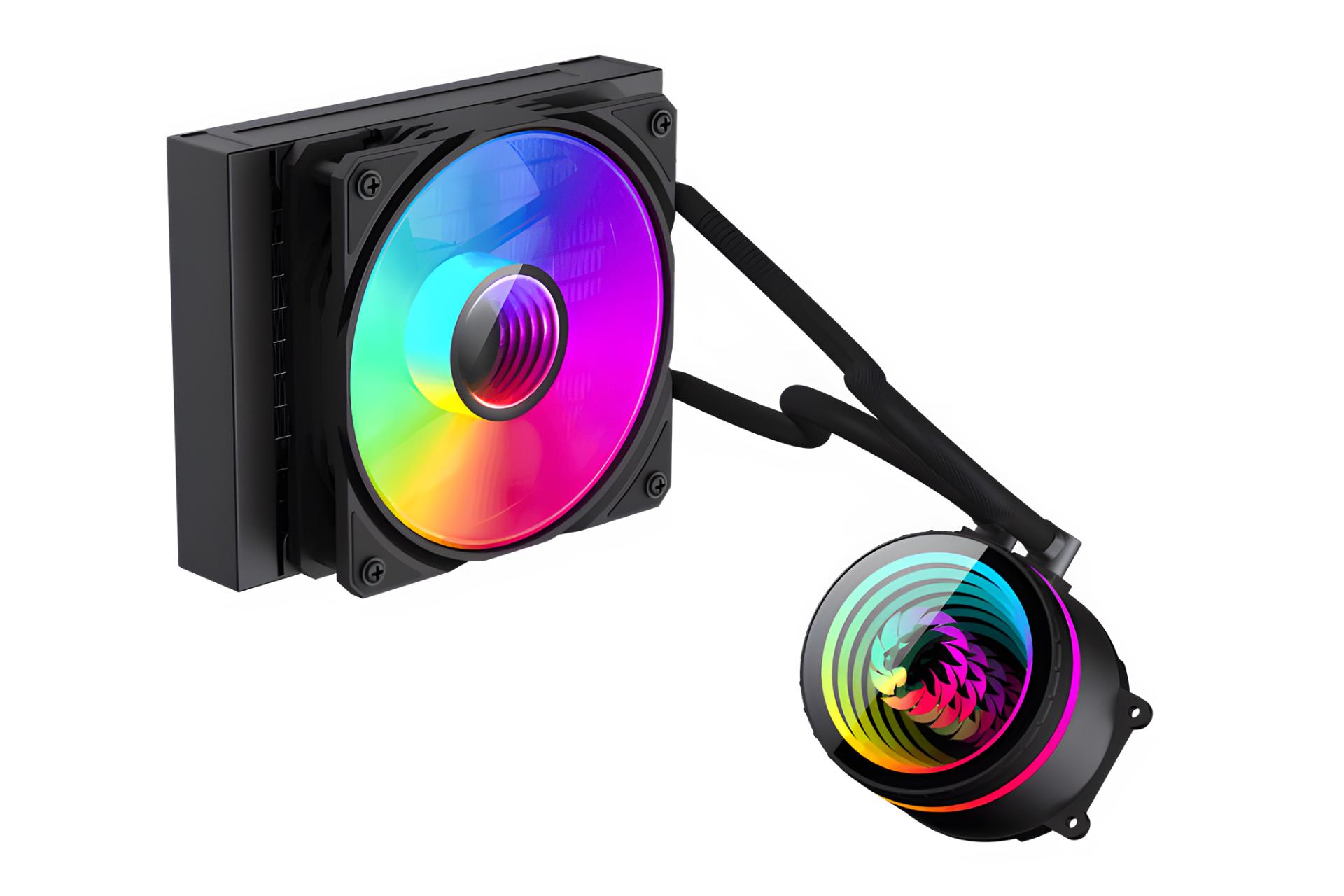 نمای کناری خنک کننده مایع گیم مکس GAMEMAX ICEBURG 120 Infinity Black