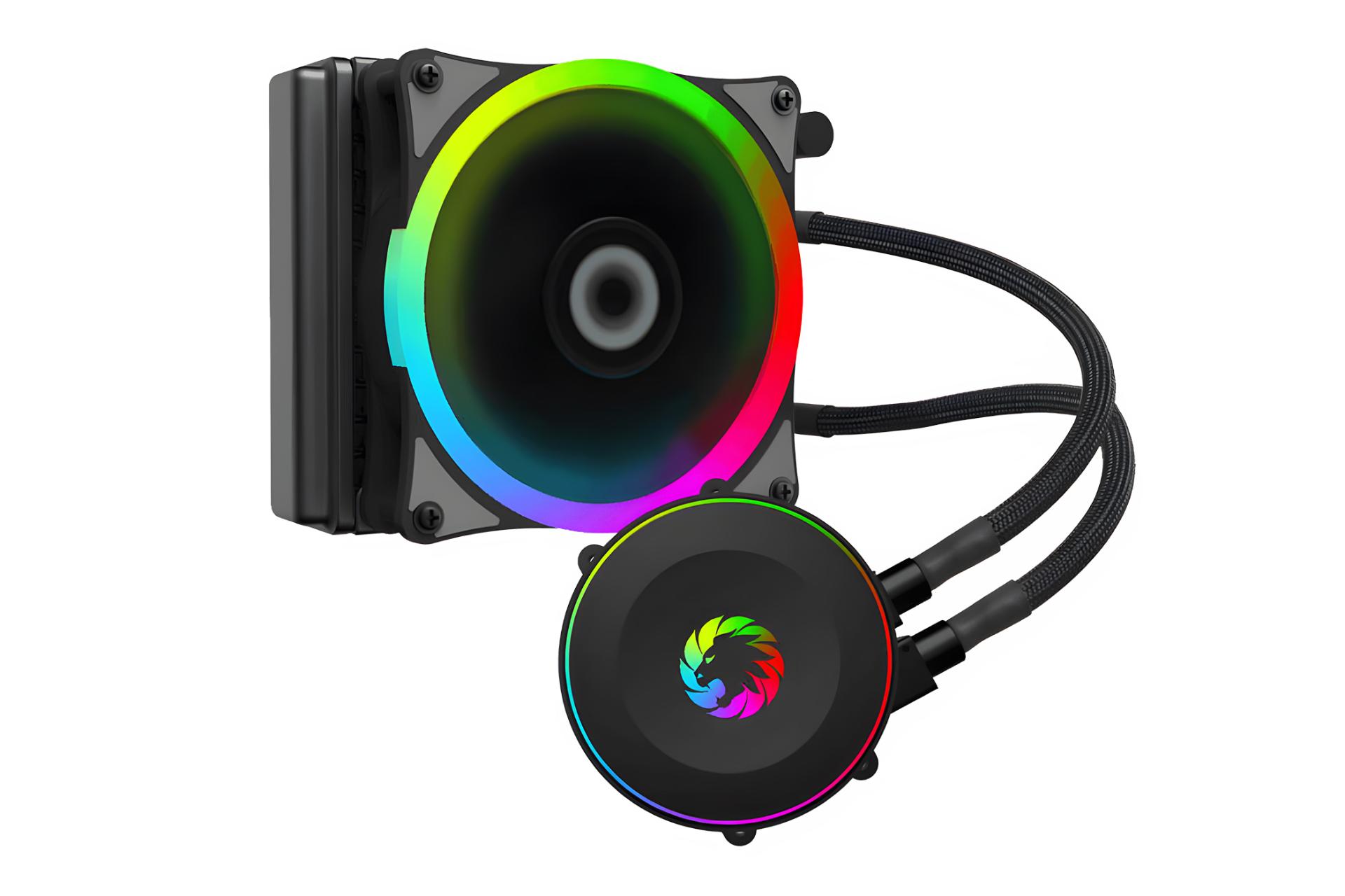 نمای کناری خنک کننده مایع گیم مکس GAMEMAX ICEBURG 120 Rainbow