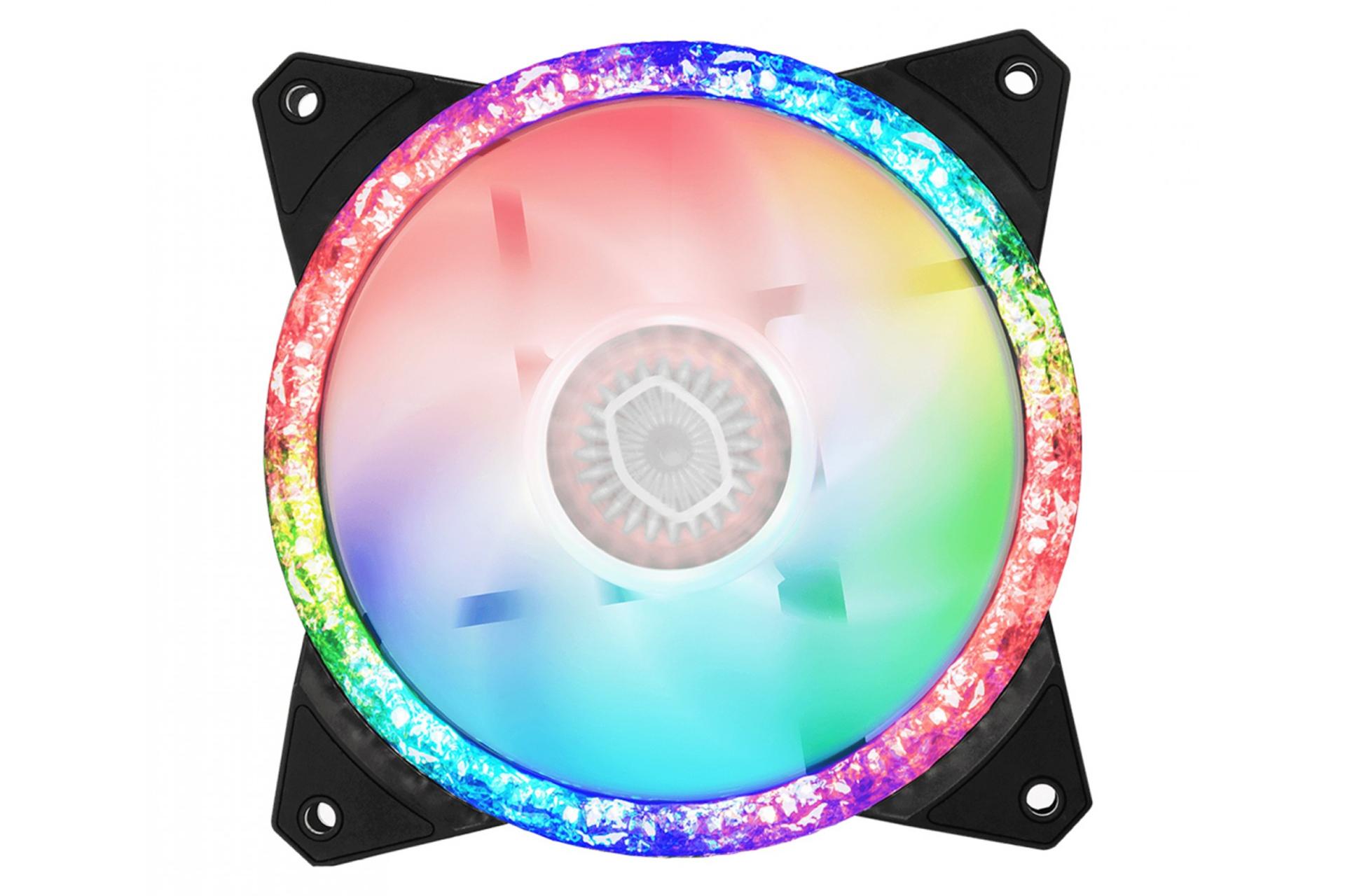 نمای جلو و نورپردازی فن کیس کولر مستر MasterFan MF120 Prismatic 3in1